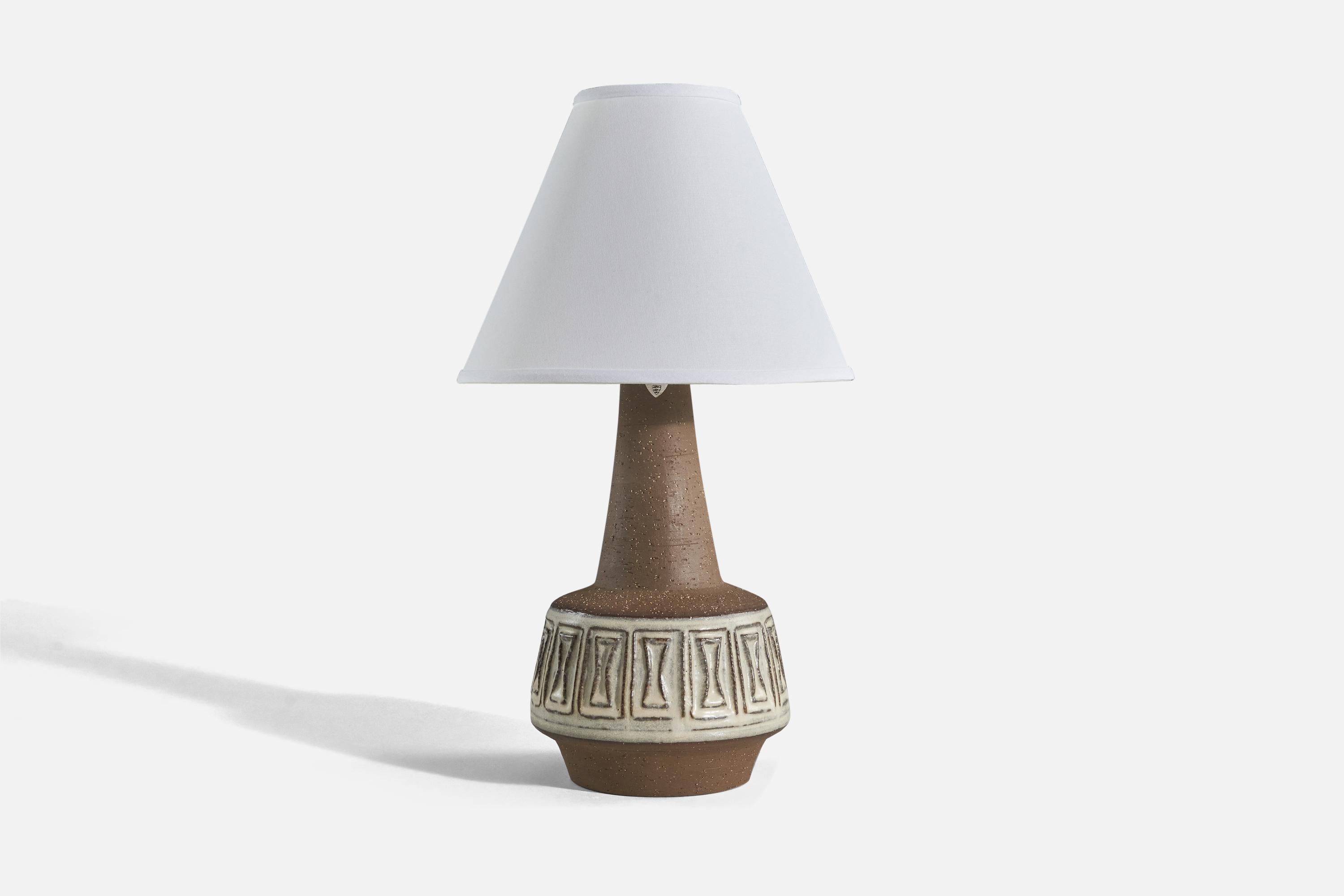 Danish Michael Andersen, Table Lamps, Brown-Glazed Stoneware, Denmark, 1960s For Sale