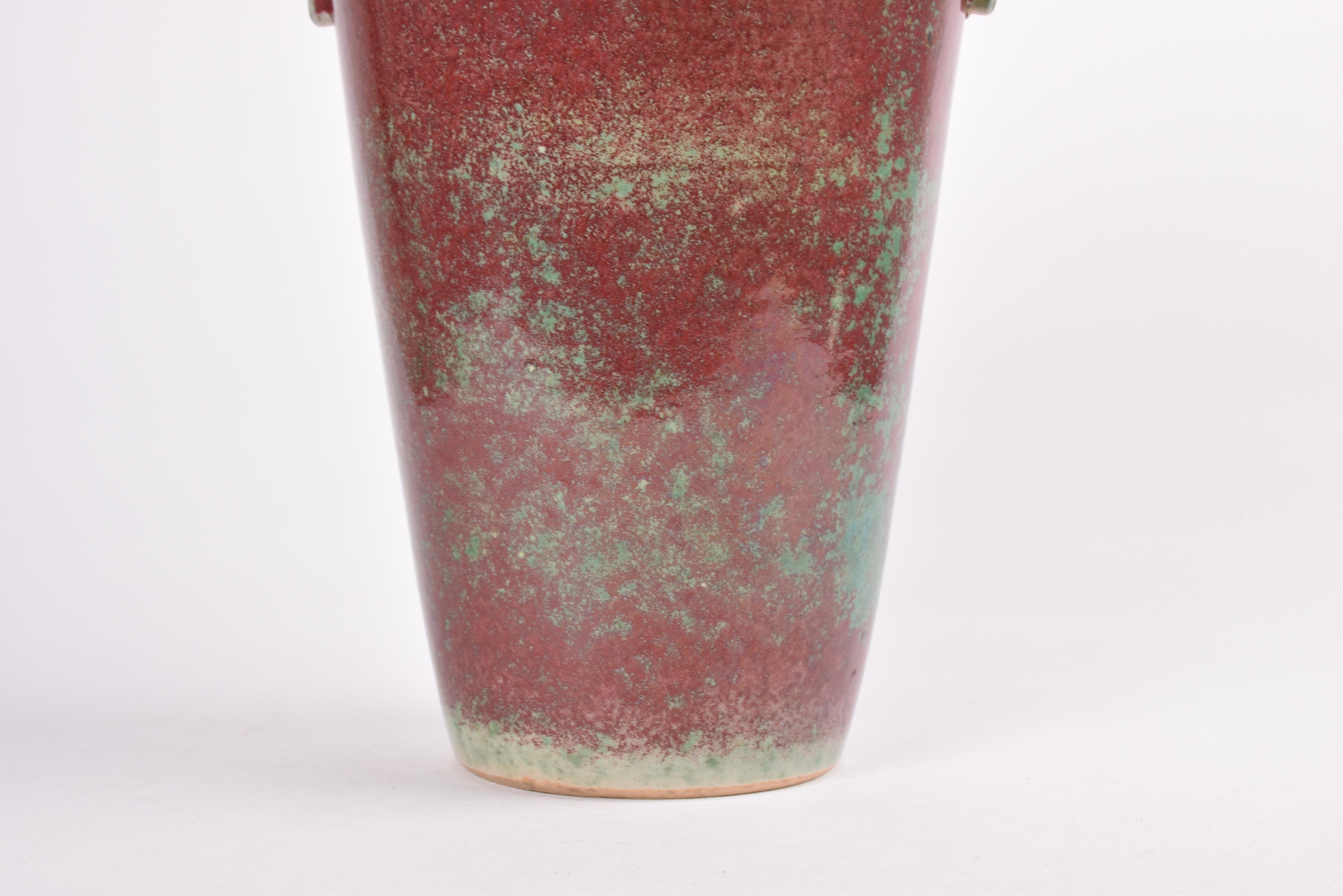 Michael Andersen Unique Danish Art Deco Vase Oxblood Red & Green Glaze, ca 1920s For Sale 6