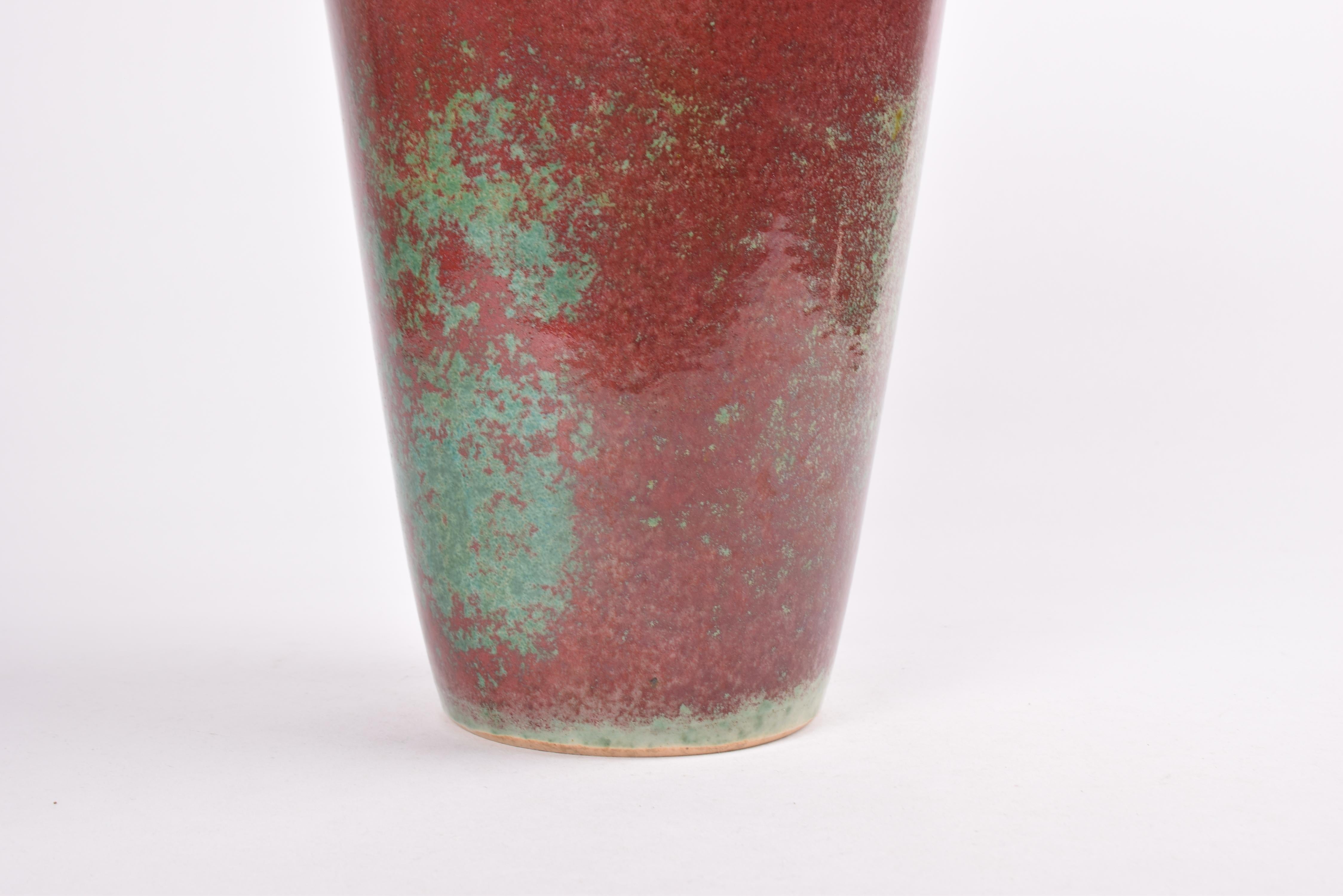 Michael Andersen Vase Art déco danois unique à glaçure rouge sang de bœuf et verte, vers les années 1920 en vente 8