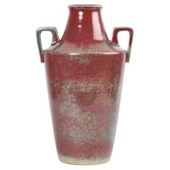 Michael Andersen Unique Danish Art Deco Vase Oxblood Red & Green Glaze, ca 1920s