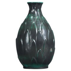 Michael Andersen, Vase, Green Glazed Stoneware, Bornholm, Denmark, 1960s