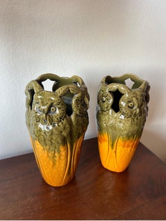 Michael Andersen Vase with Owl Ornaments, Denmark
