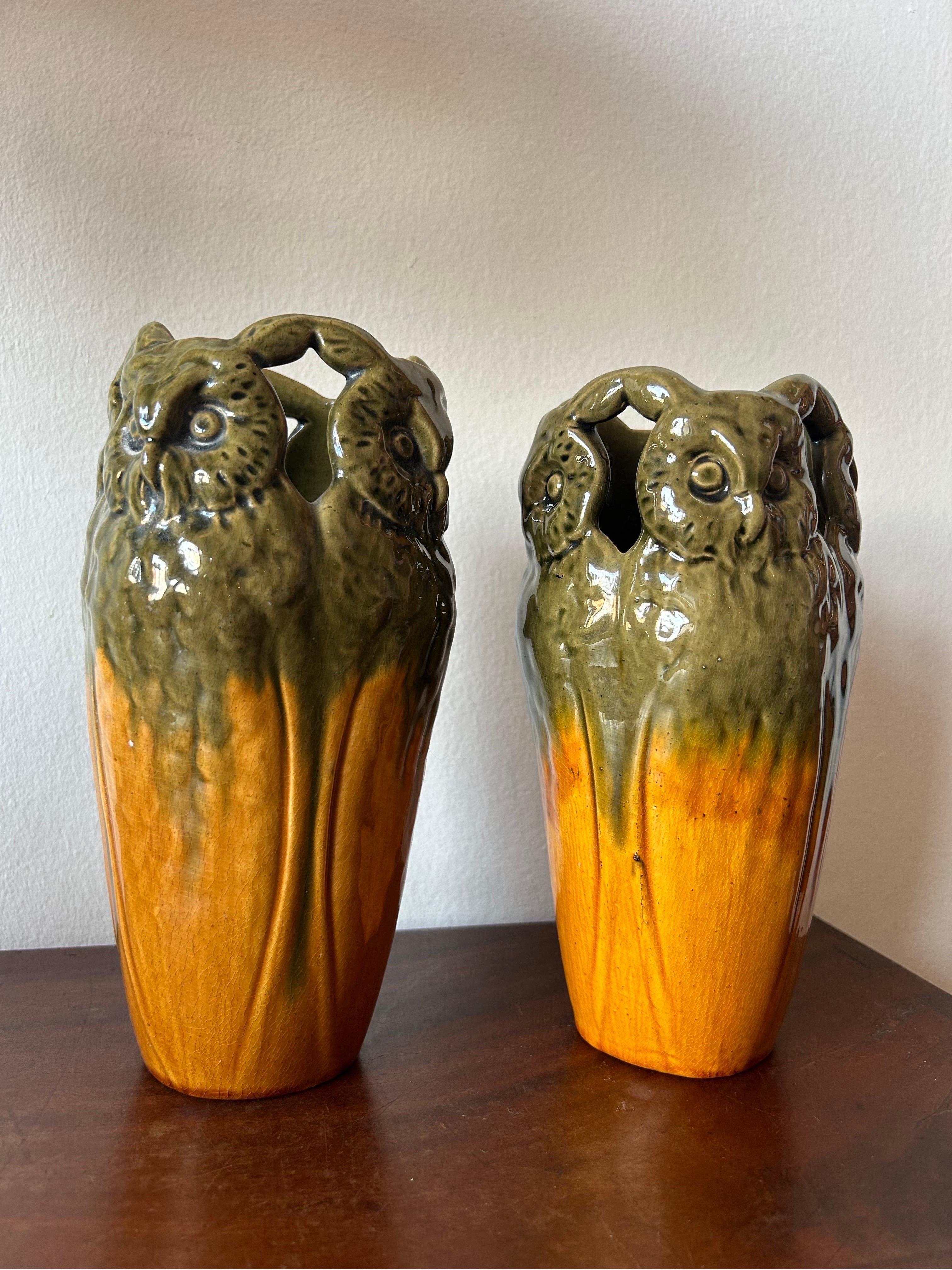Danish Michael Andersen Vase with Owl Ornaments, Denmark For Sale