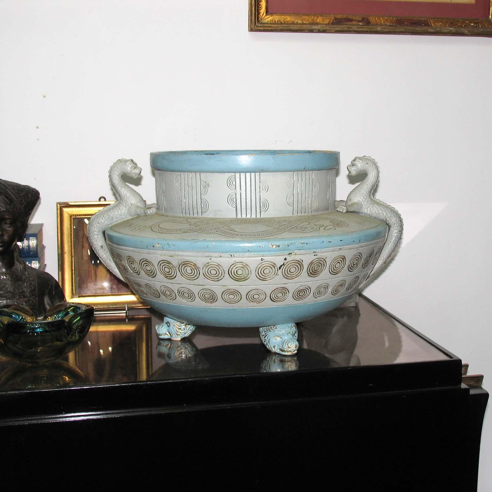 Danish Michael Andersen, Very Large and Rare 'Old Nordic' Terracotta Planter For Sale
