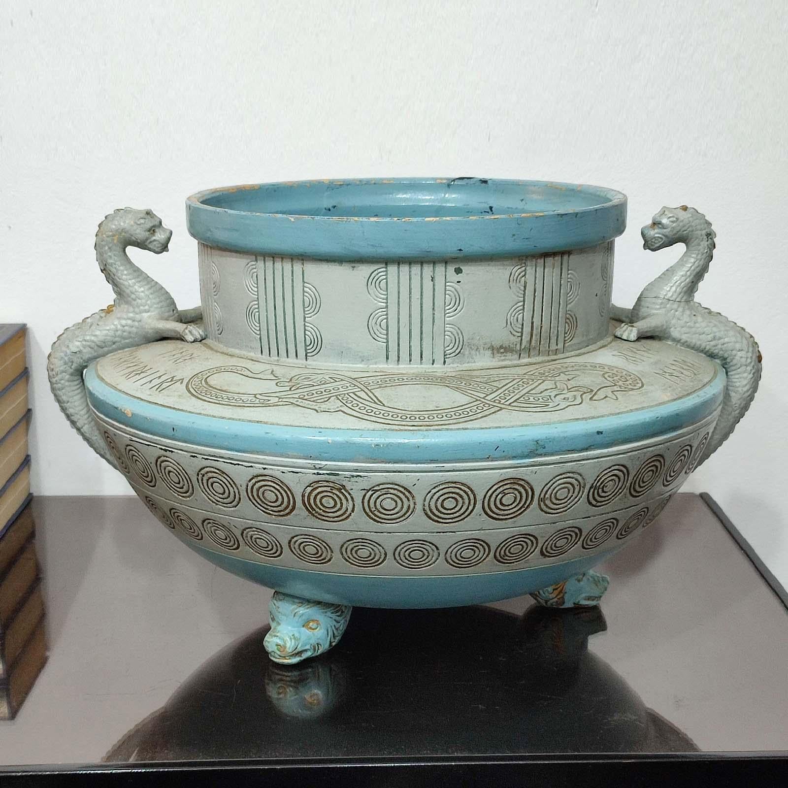Hand-Painted Michael Andersen, Very Large and Rare 'Old Nordic' Terracotta Planter For Sale