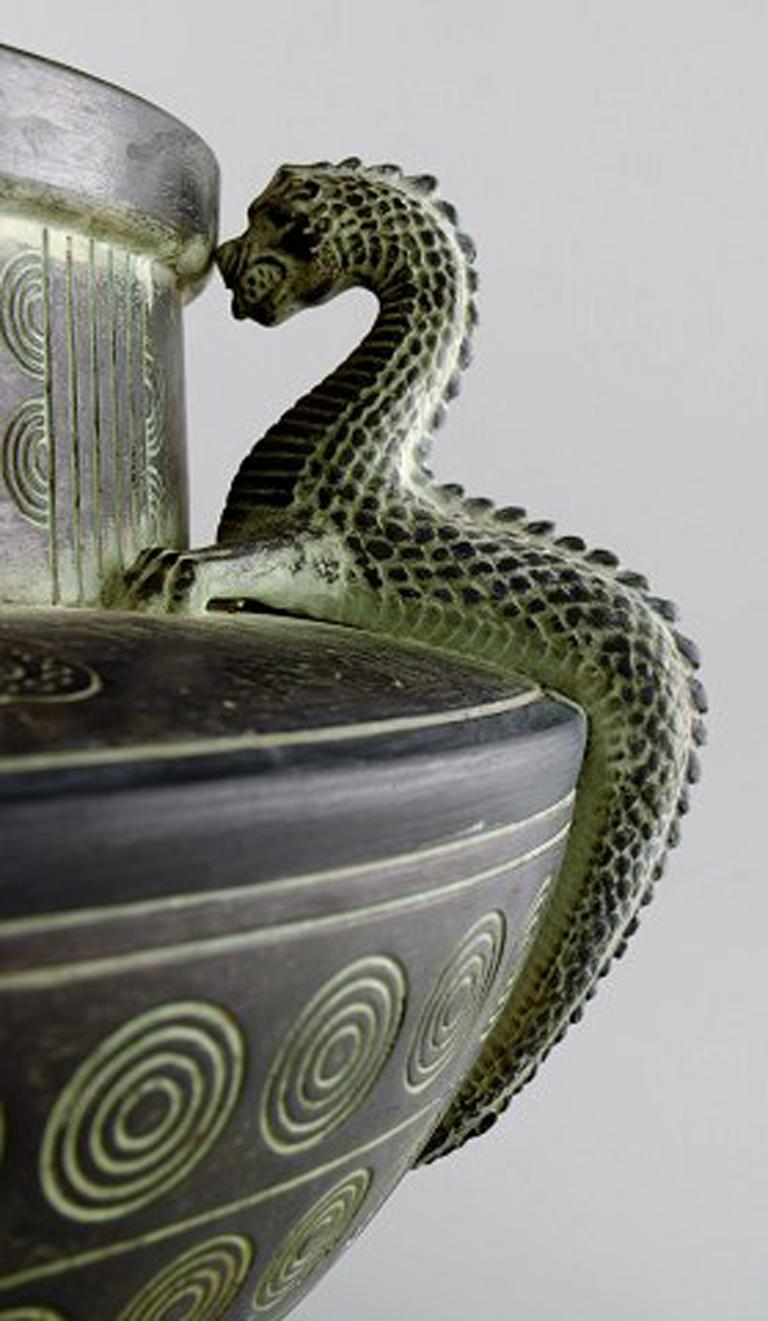 Danish Michael Andersen, Very Large and Rare 'Old Nordic' Tub / Jar of Terracotta