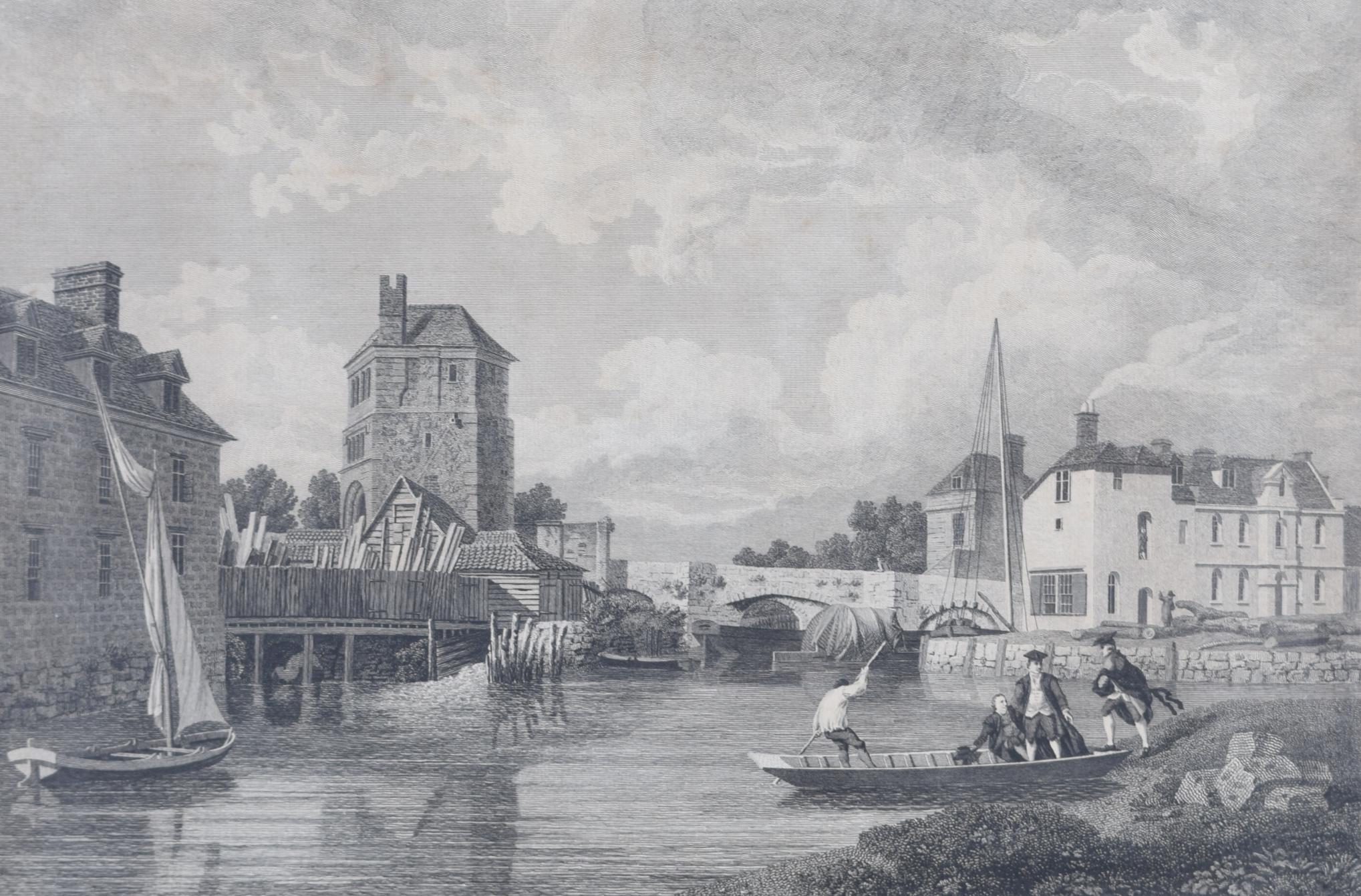 Folly Bridge and Friar Bacon's Study, Oxford engraving from the Oxford Almanack For Sale 2
