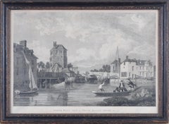 Étude de Folly Bridge et Friar Bacon, gravure d'Oxford de l'Altacca