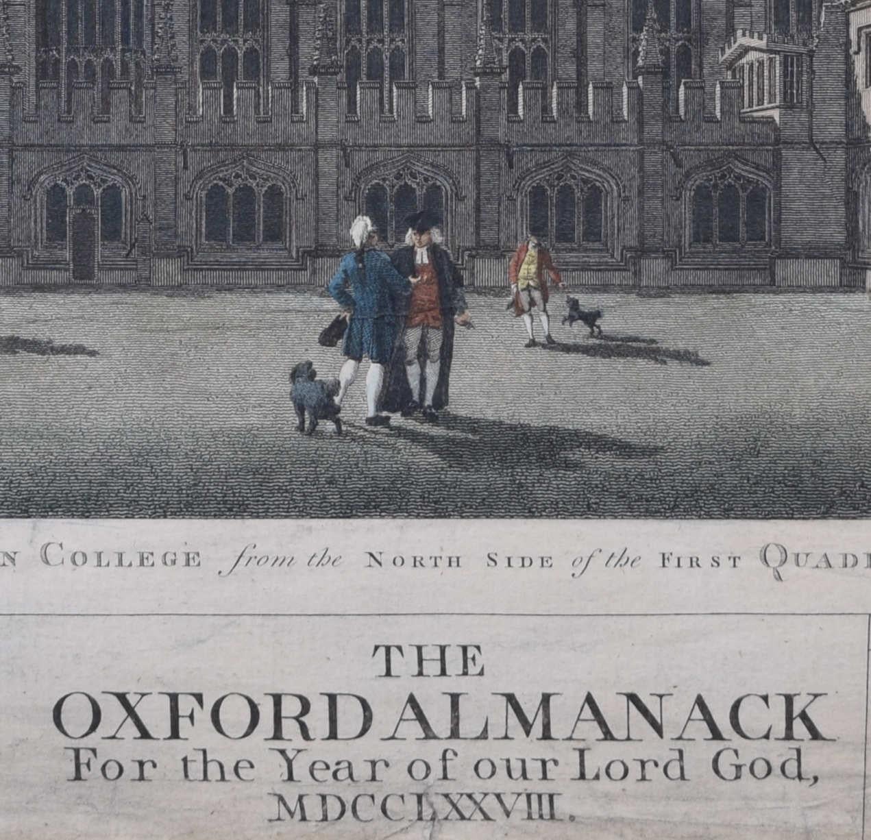 Magdalen College Oxford Almanack engraving by Michael Angelo Rooker For Sale 2