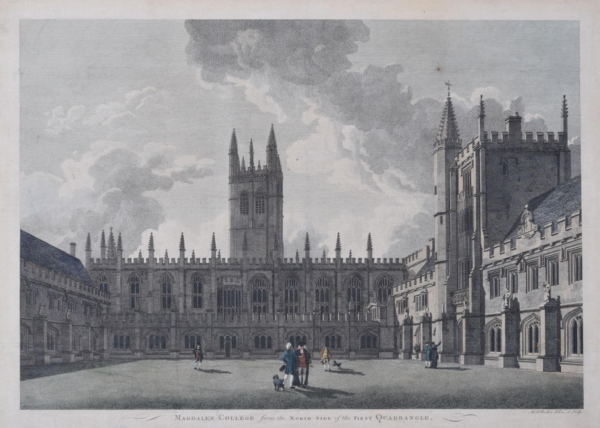 Magdalen College Oxford Almanack engraving by Michael Angelo Rooker
