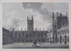Antique Magdalen College Oxford Almanack engraving by Michael Angelo Rooker