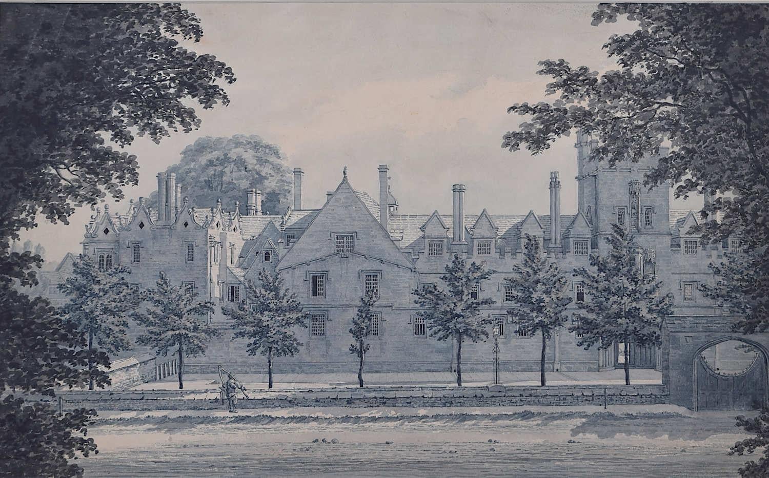 Miguel Ángel Rooker (1746-1801)
Colegio St John, Oxford
Acuarela
25 x 40 cm 

Esta acuarela, que representa una hermosa vista de los jardines del St. John's College de Oxford, puede haber sido realizada para la edición de 1783 del Almanaque de