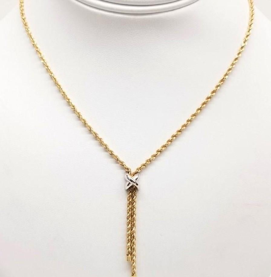 This necklace is just gorgeous.  I love the design.  It's just so alluring and feminine.  It is such a quality made piece.  It is 17 inches long with 14k White Gold 