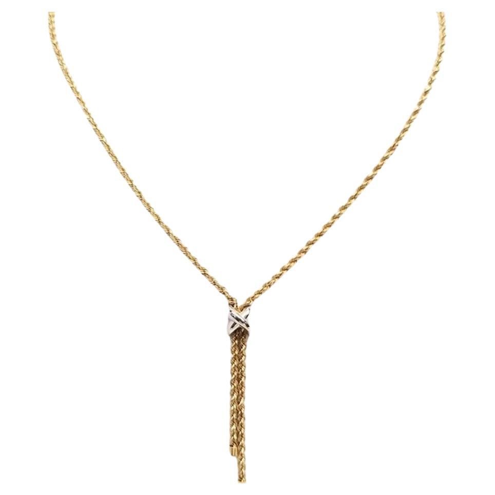 Michael Anthony 14K Gold Two-Tone 17" Y Drop Necklace 3.28g For Sale