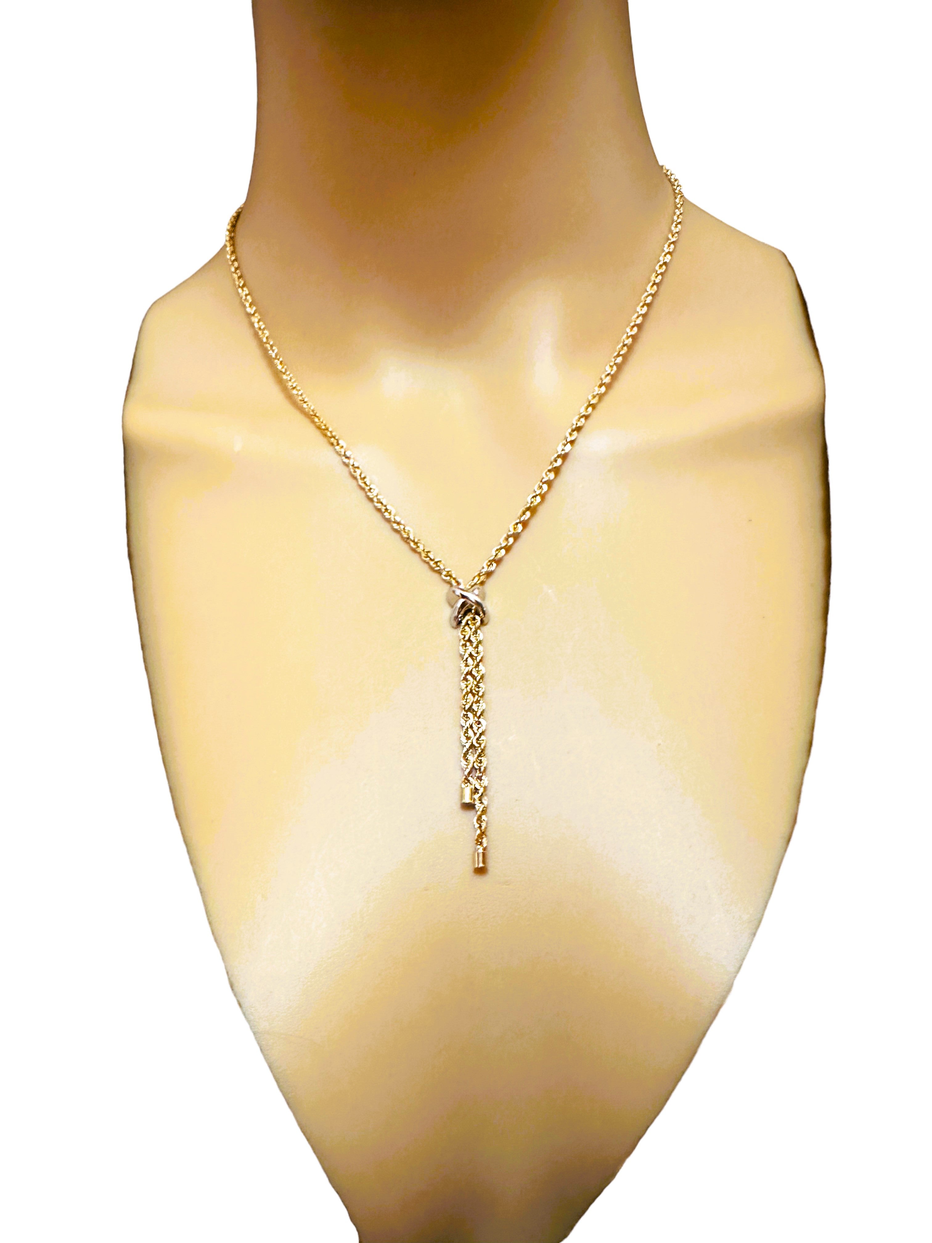 Michael Anthony 14K Gold zweifarbige 17" Y-Tropfen-Halskette 3,28g im Angebot
