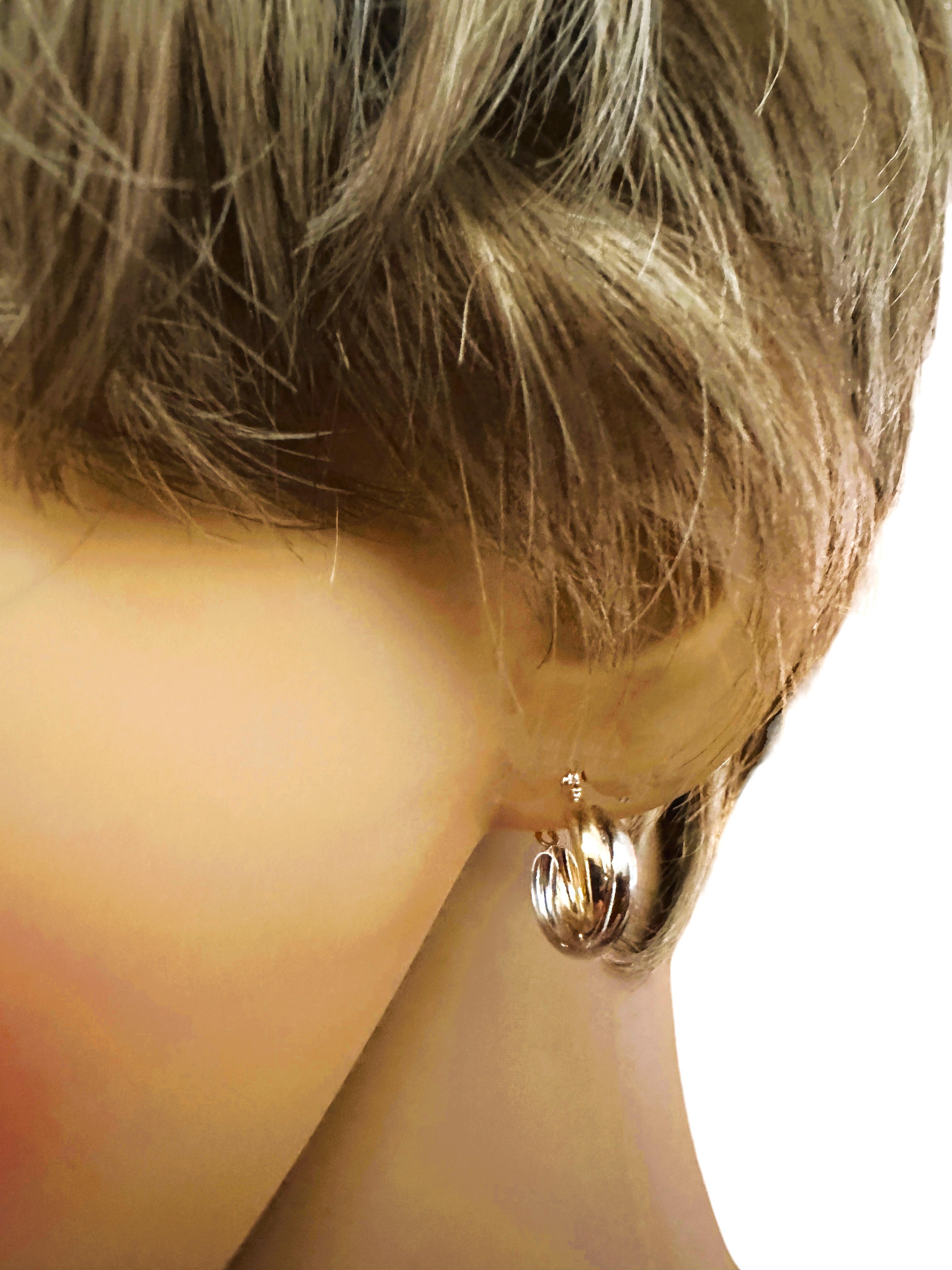 Women's Michael Anthony 14K Gold Two-Tone Hoop Earrings For Sale