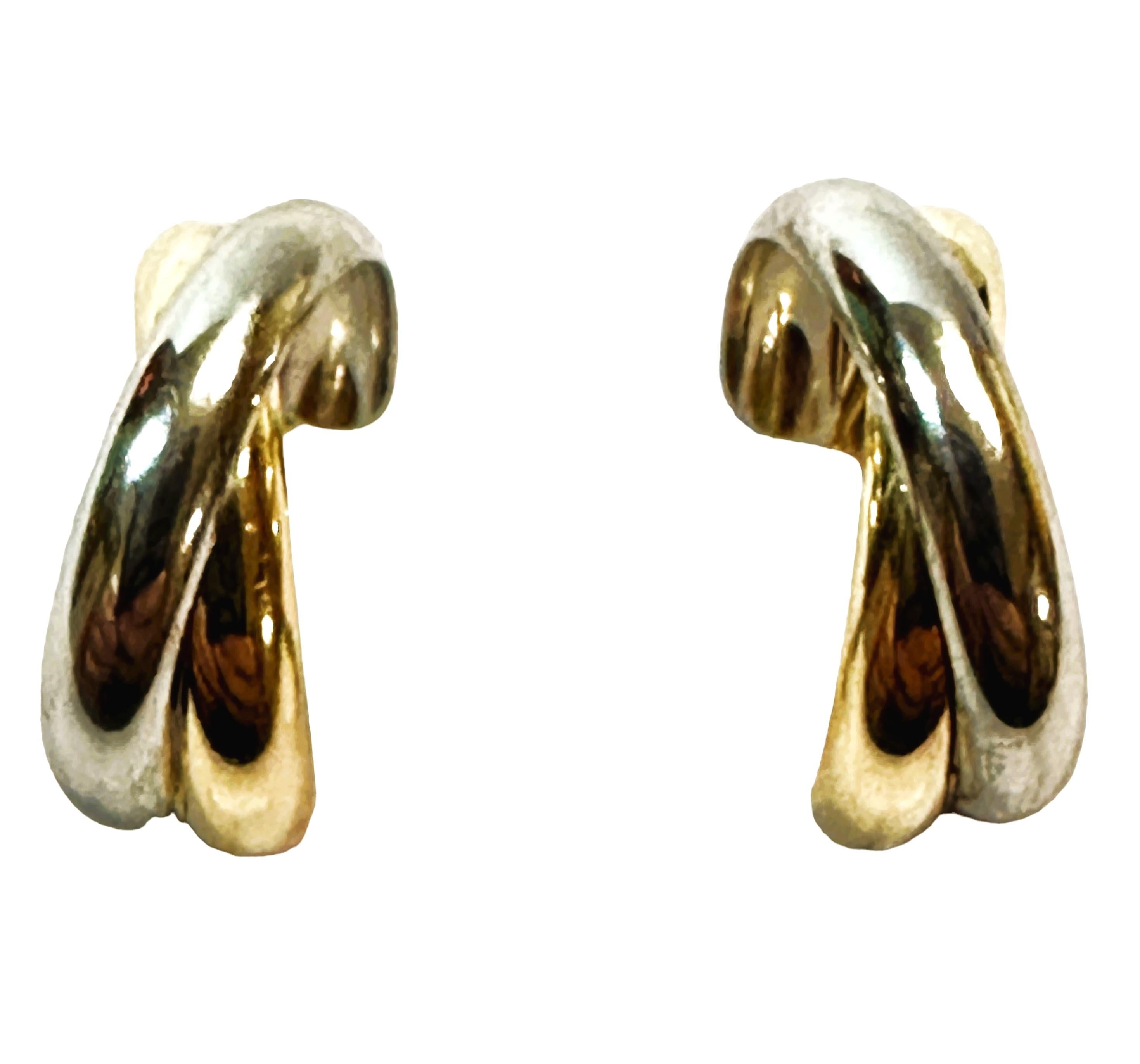 Michael Anthony 14K Gold Two-Tone Hoop Earrings For Sale 1