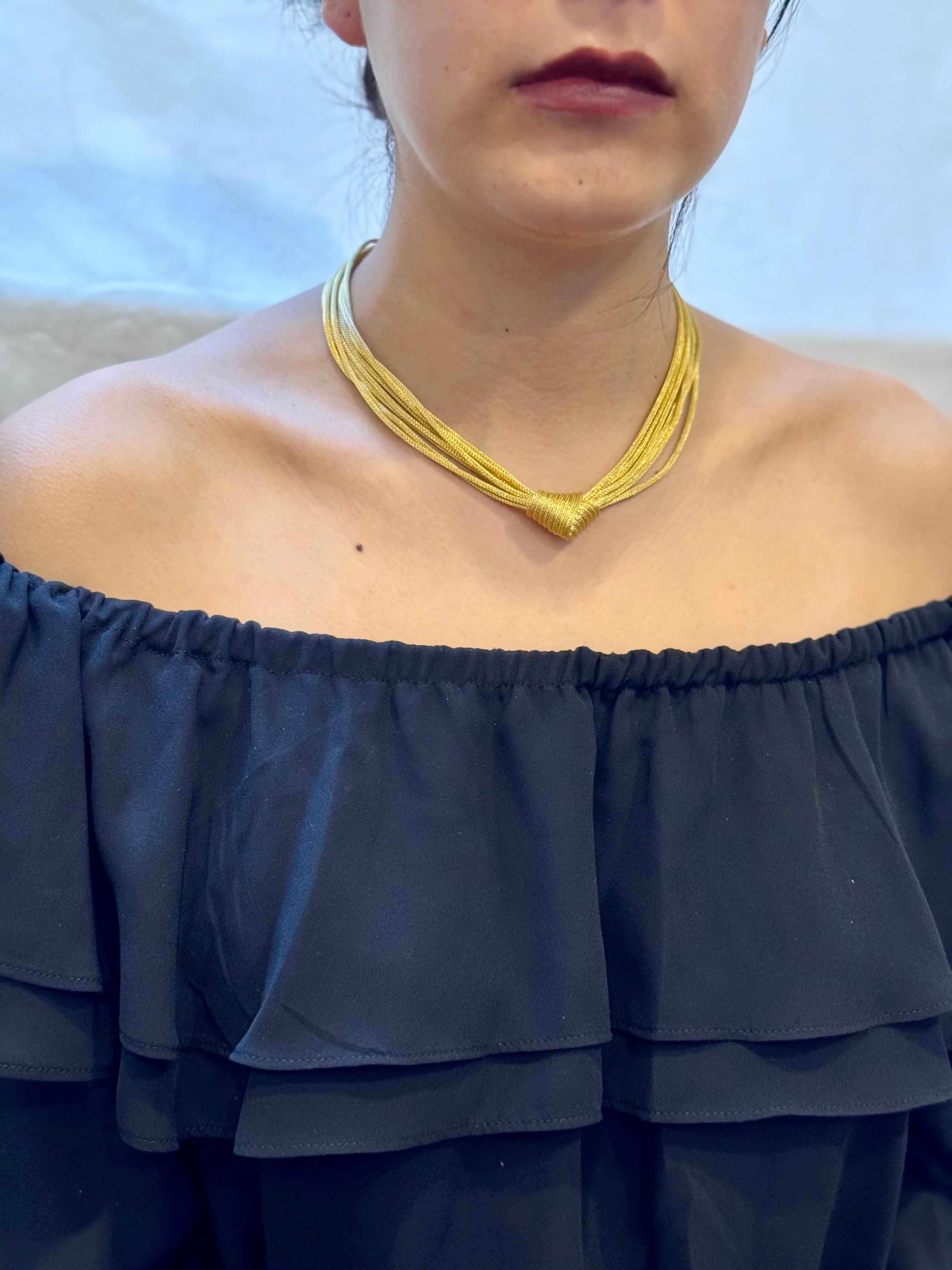 Michael Anthony Designer Love Knot Weaved Mesh Gold Eight Strand Choker Antique 8