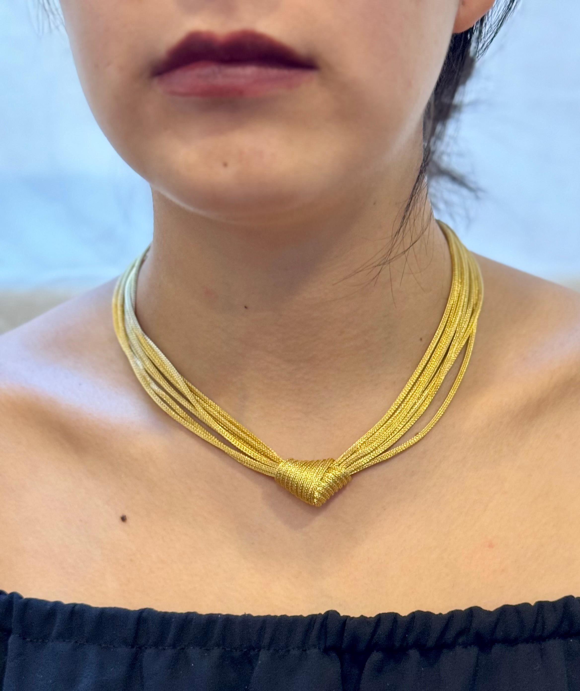 Michael Anthony Designer Love Knot Weaved Mesh Gold Eight Strand Choker Antique 12