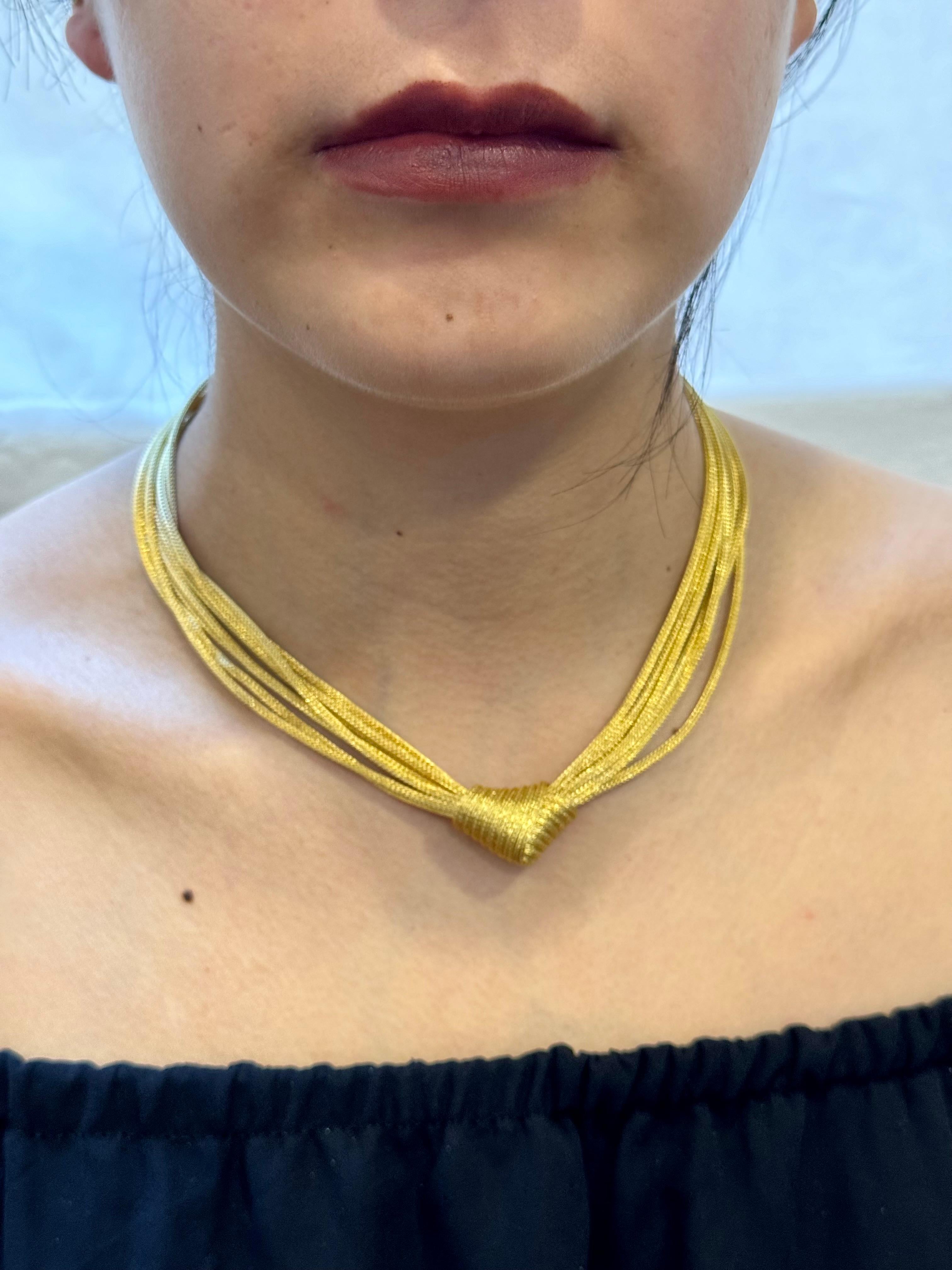  Michael Anthony Designer Love Knot Weaved Mesh Gold Eight Strand Choker Antique 14