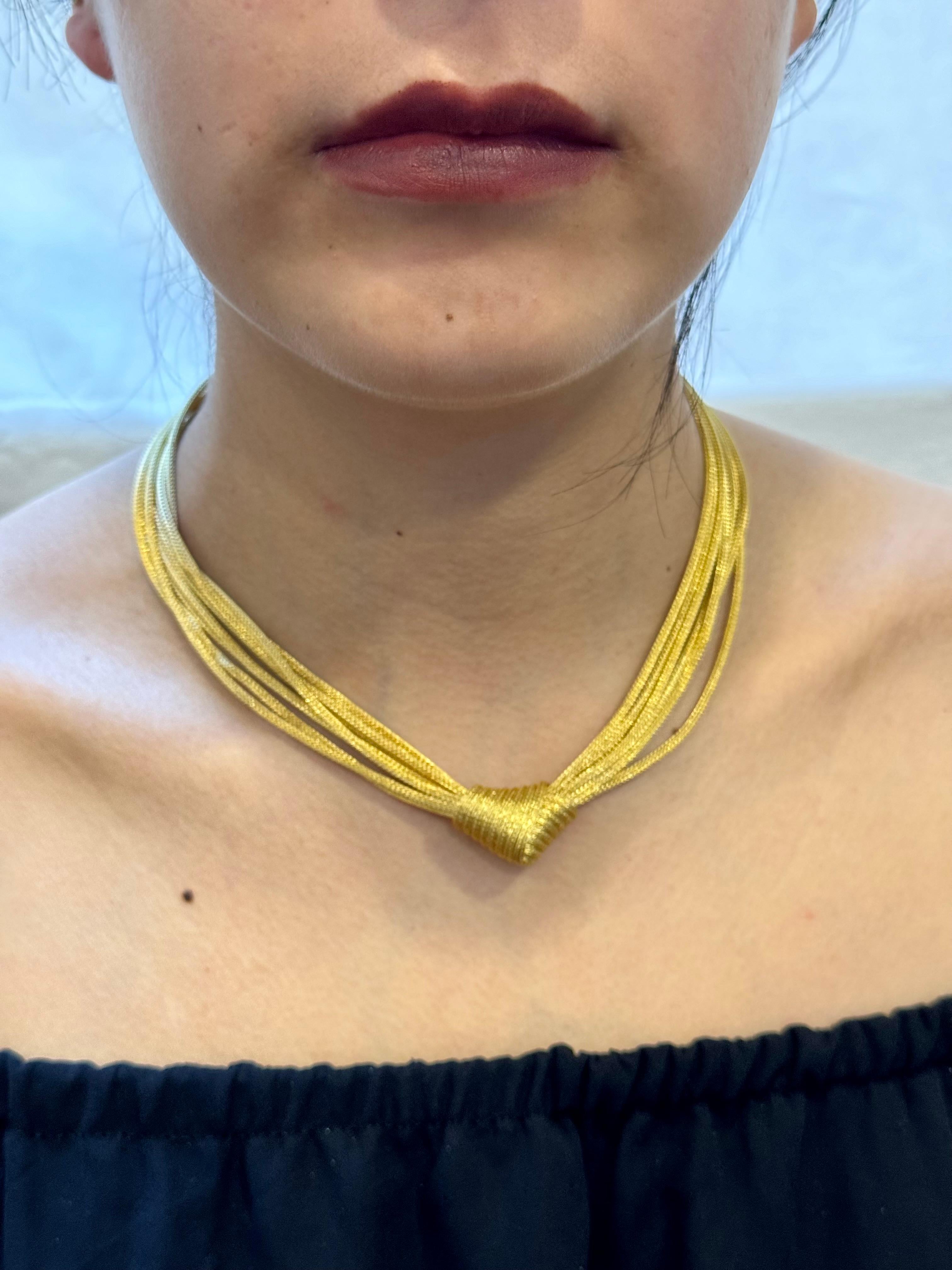Michael Anthony Designer Love Knot Weaved Mesh Gold Eight Strand Choker Antique 11