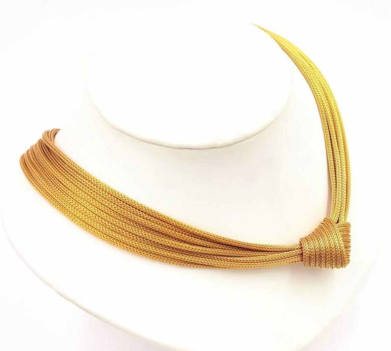  Michael Anthony Designer Love Knot Weaved Mesh Gold Eight Strand Choker Antique In Excellent Condition For Sale In New York, NY