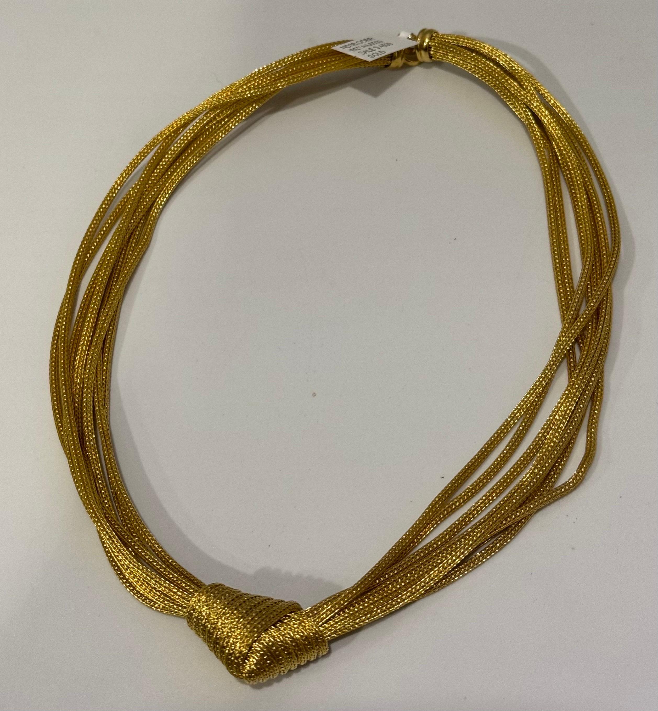 Women's  Michael Anthony Designer Love Knot Weaved Mesh Gold Eight Strand Choker Antique