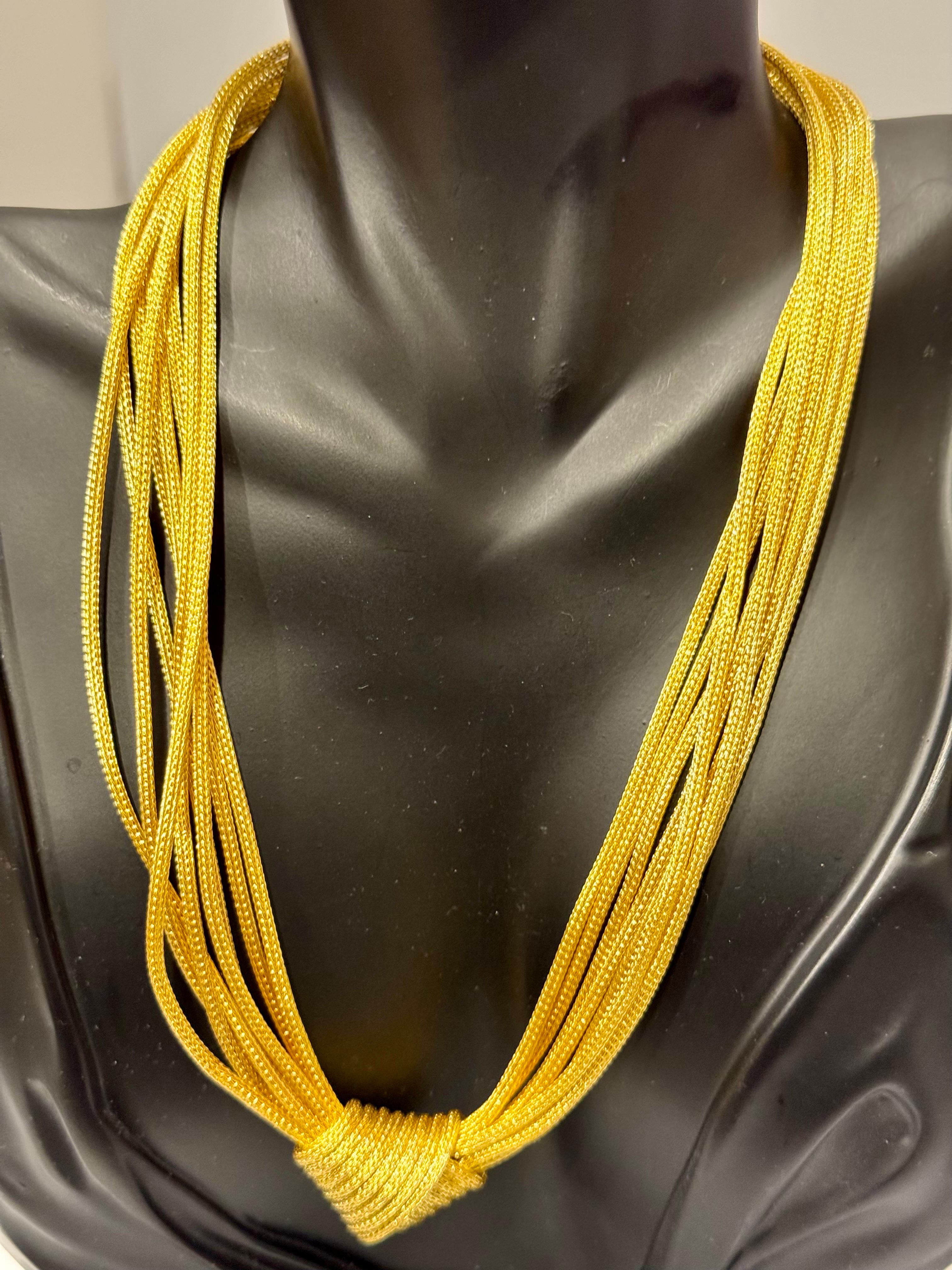  Michael Anthony Designer Love Knot Weaved Mesh Gold Eight Strand Choker Antique 1