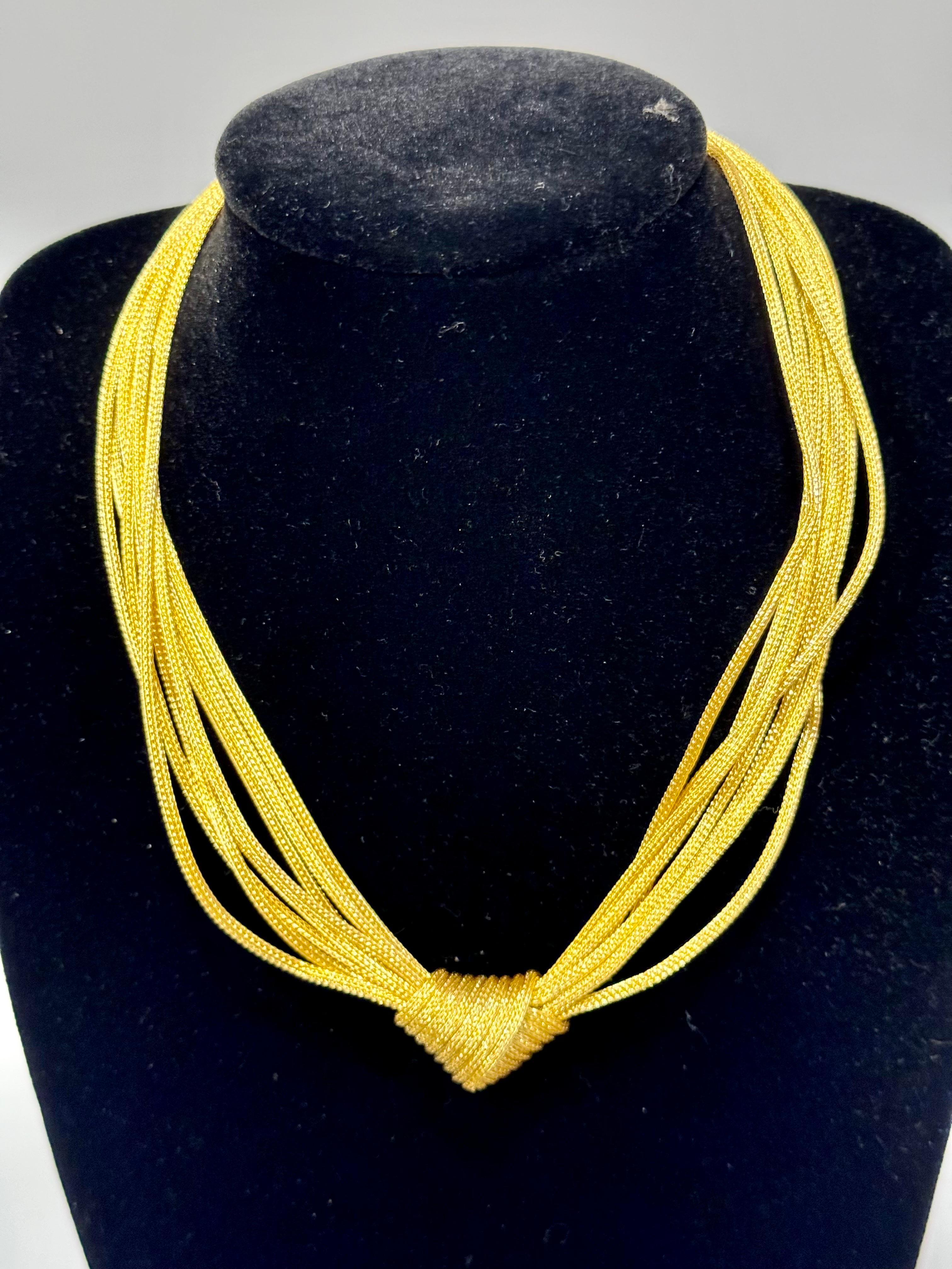  Michael Anthony Designer Love Knot Weaved Mesh Gold Eight Strand Choker Antique 4