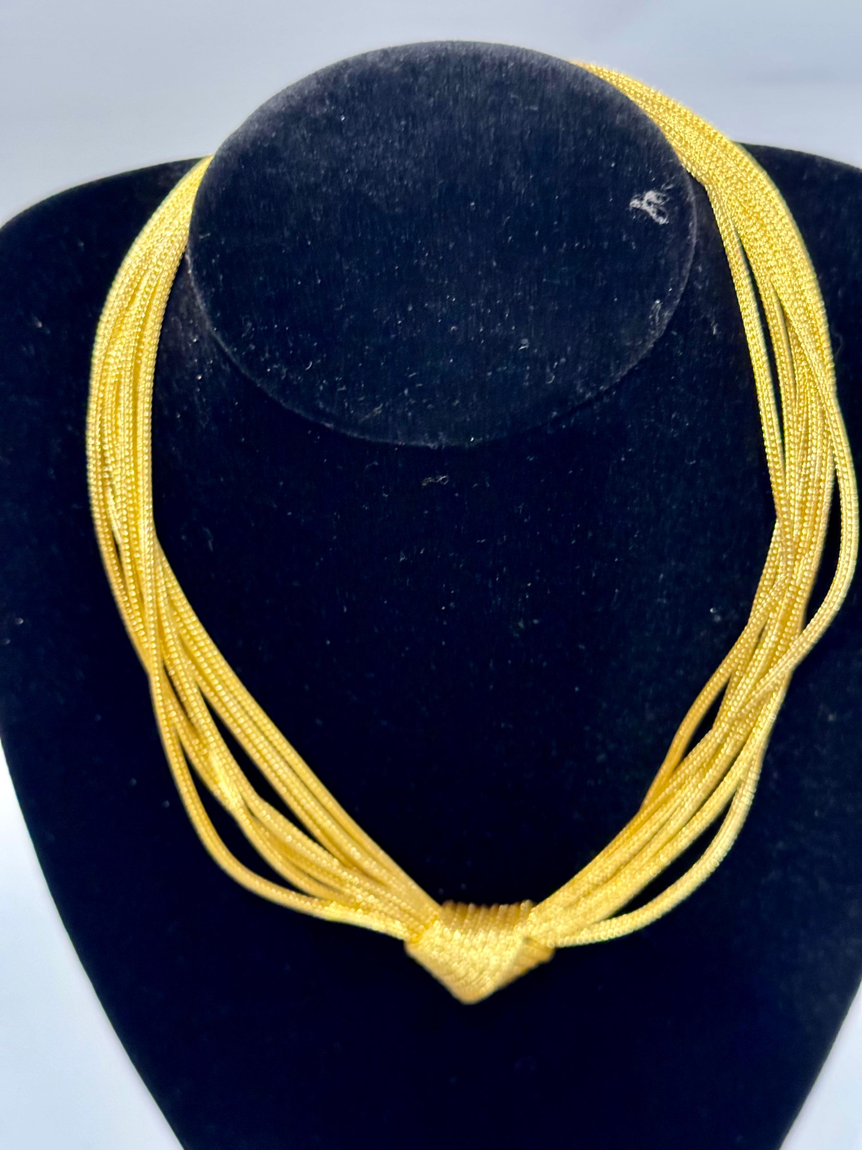  Michael Anthony Designer Love Knot Weaved Mesh Gold Eight Strand Choker Antique 5