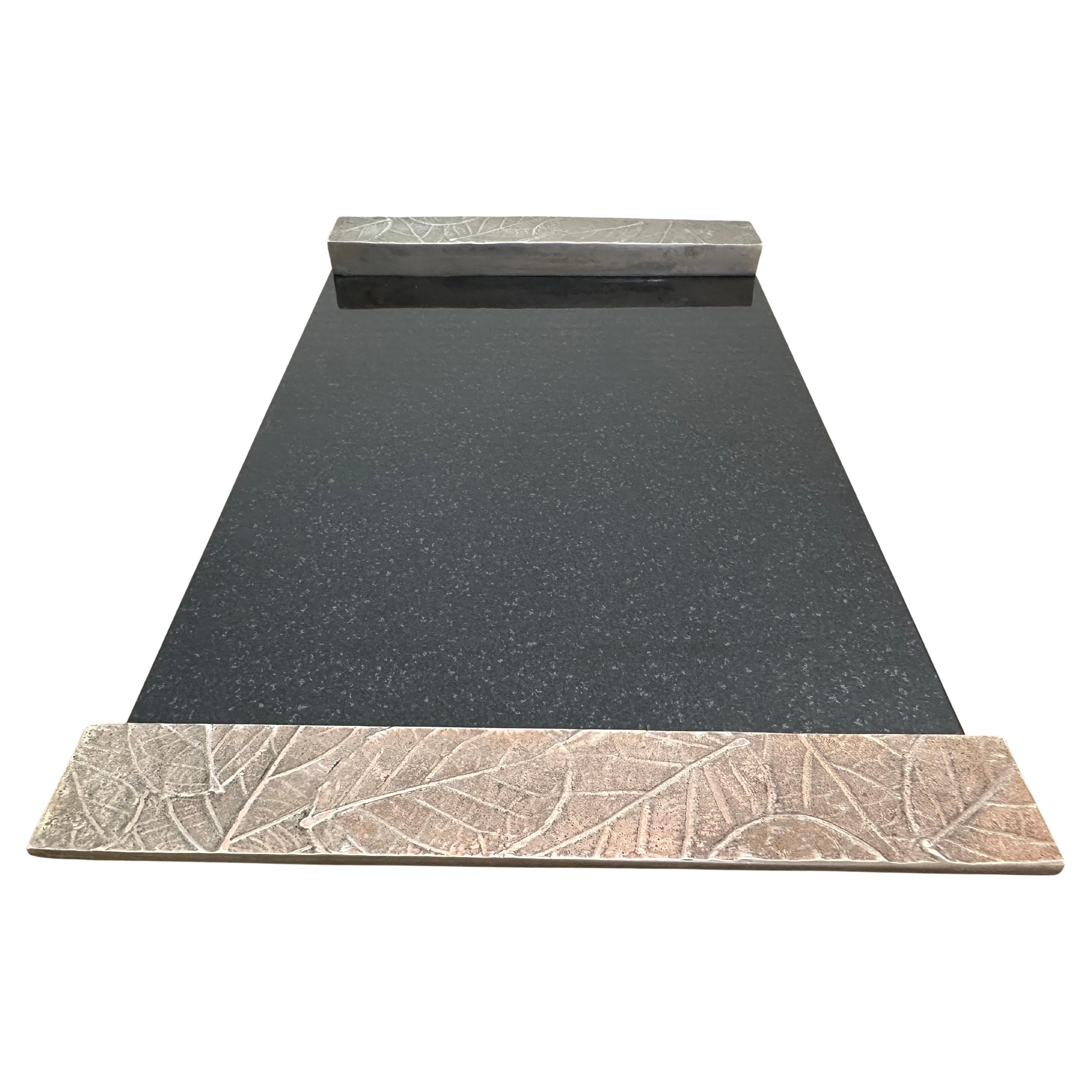 Michael Aram Botanical Leaf Black Granite & Silver Plated 13