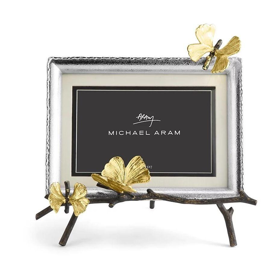 Organic Modern Michael Aram Butterfly Ginkgo Easel Photo Frame For Sale