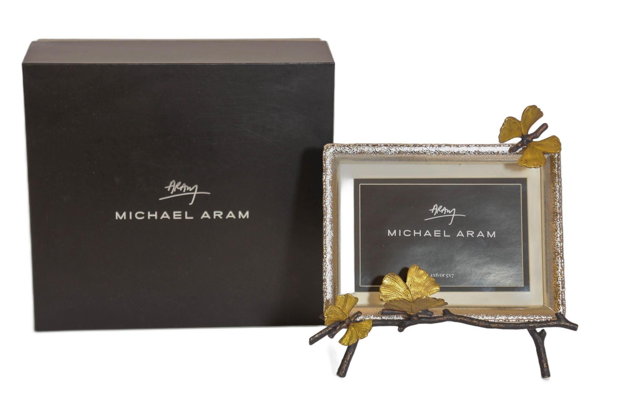 Indian Michael Aram Butterfly Ginkgo Easel Photo Frame For Sale