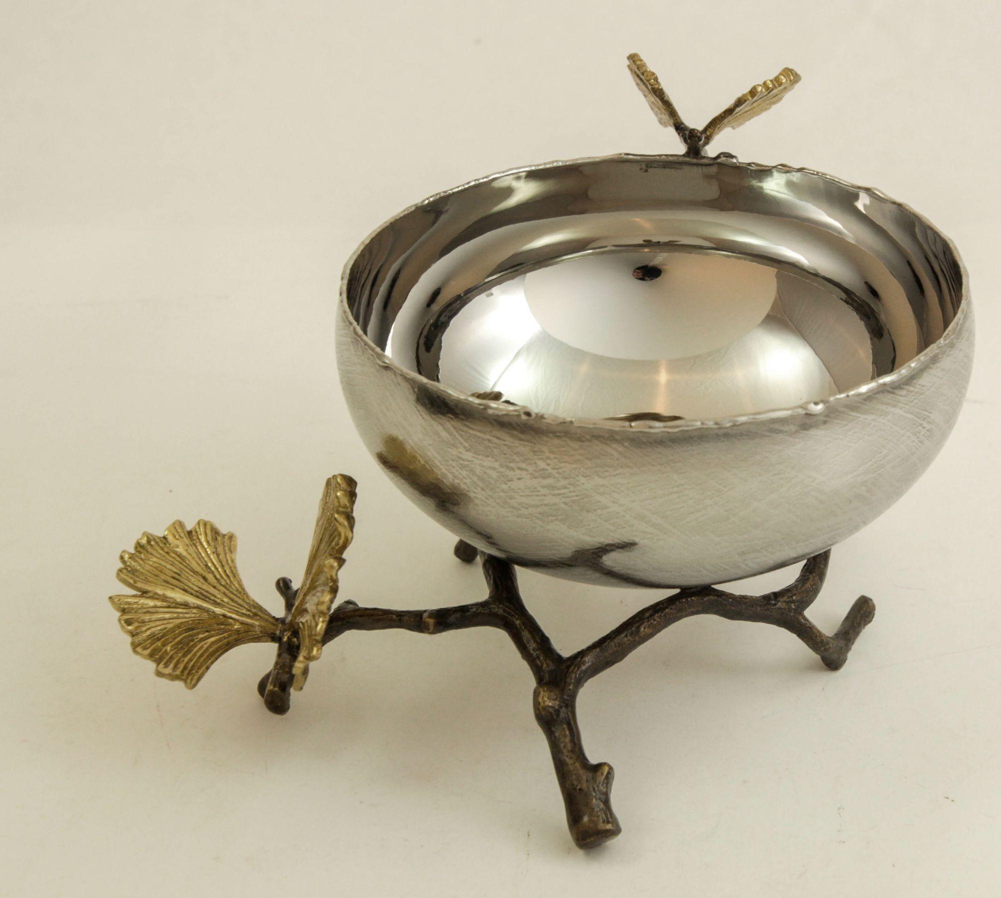 Michael Aram Bol en argent avec papillon et ginkgo en vente 2