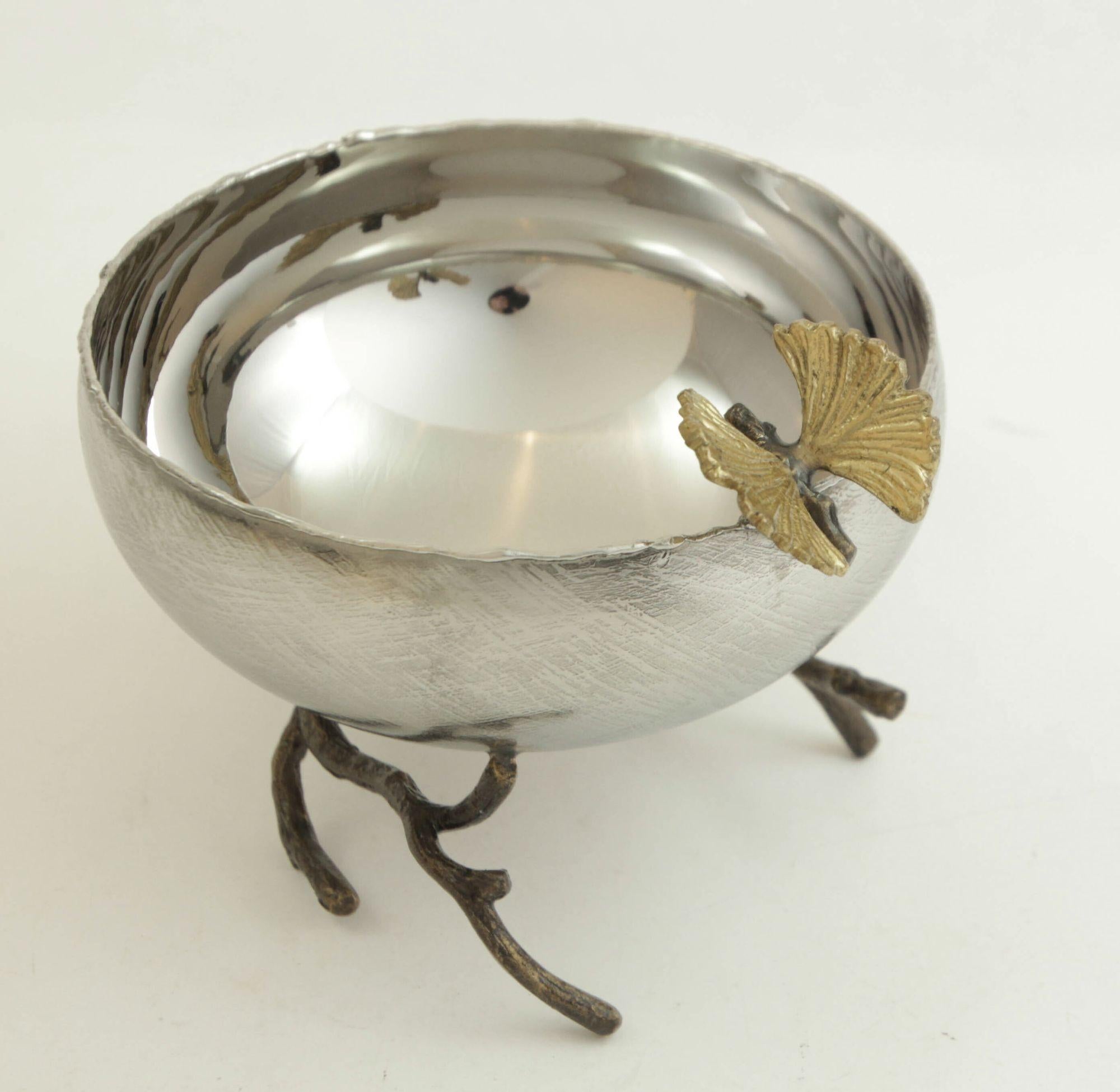 Michael Aram Bol en argent avec papillon et ginkgo en vente 3