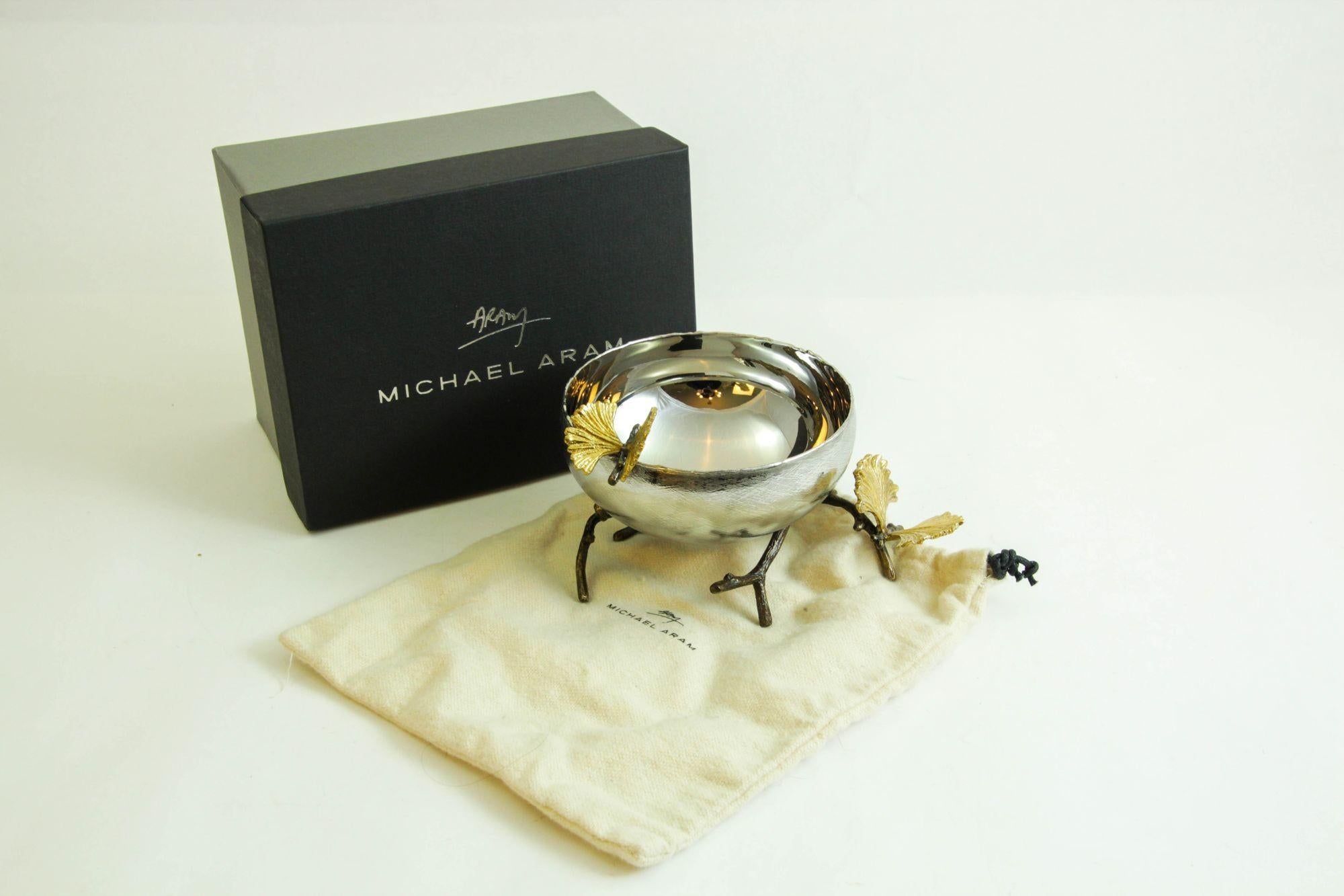 Michael Aram Bol en argent avec papillon et ginkgo en vente 4