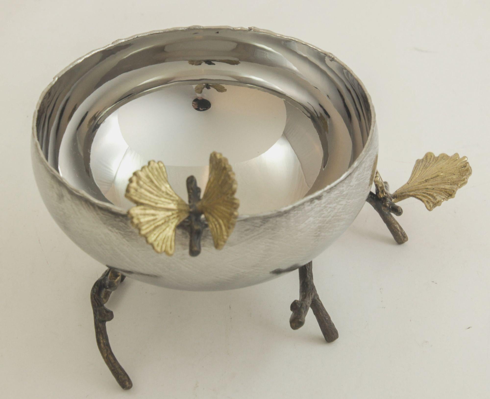 Organique Michael Aram Bol en argent avec papillon et ginkgo en vente