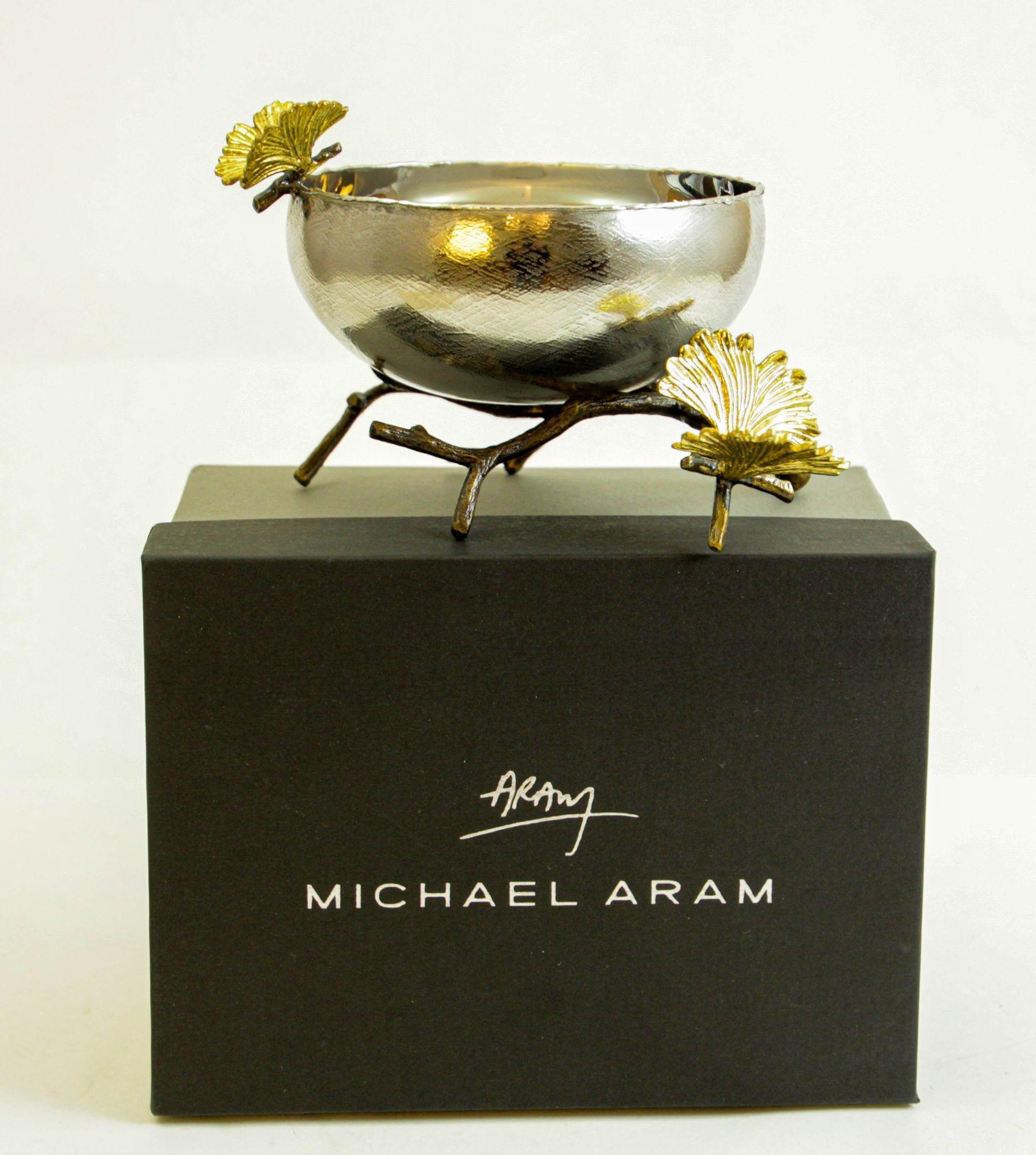 Fait main Michael Aram Bol en argent avec papillon et ginkgo en vente