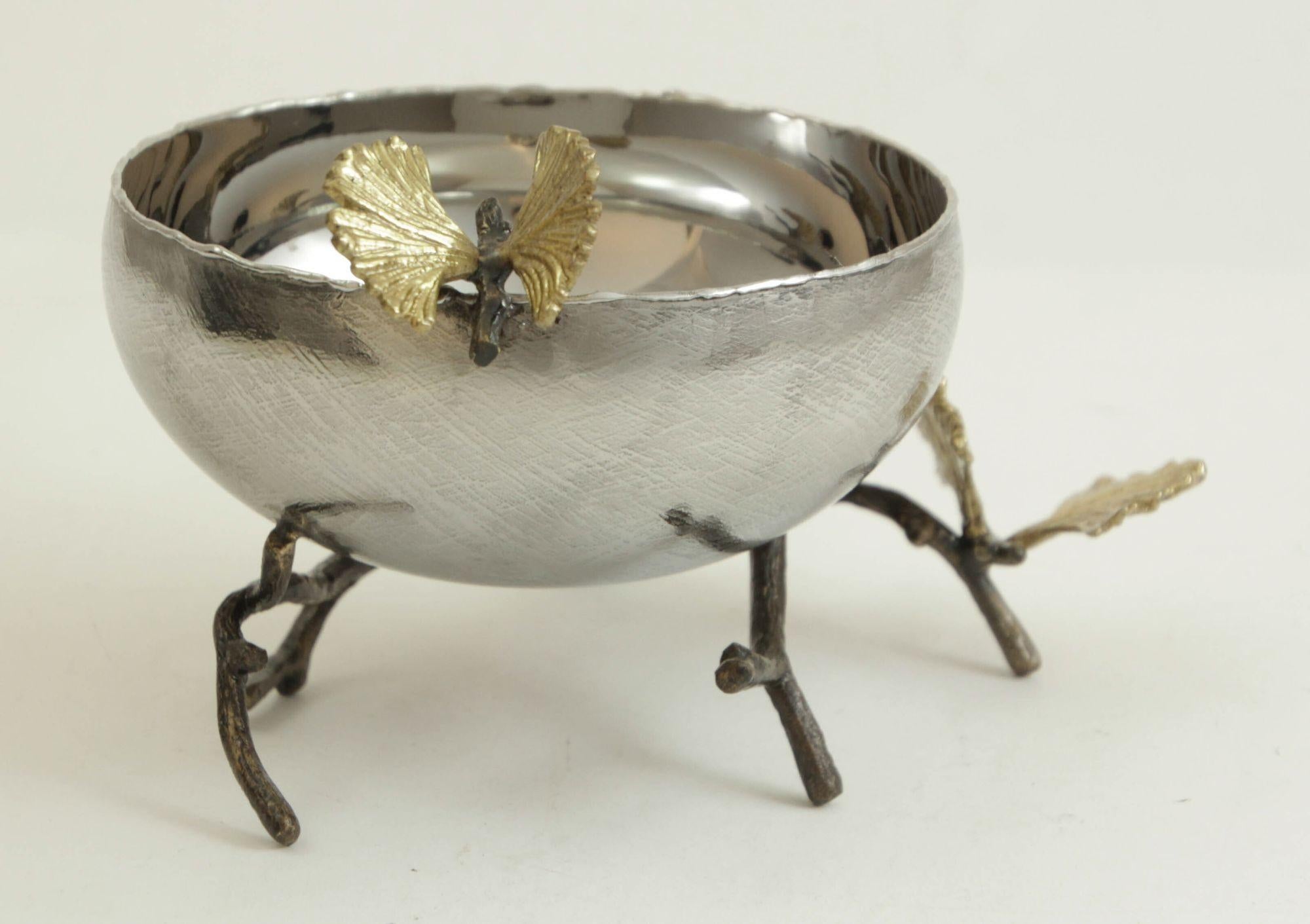 Métal Michael Aram Bol en argent avec papillon et ginkgo en vente
