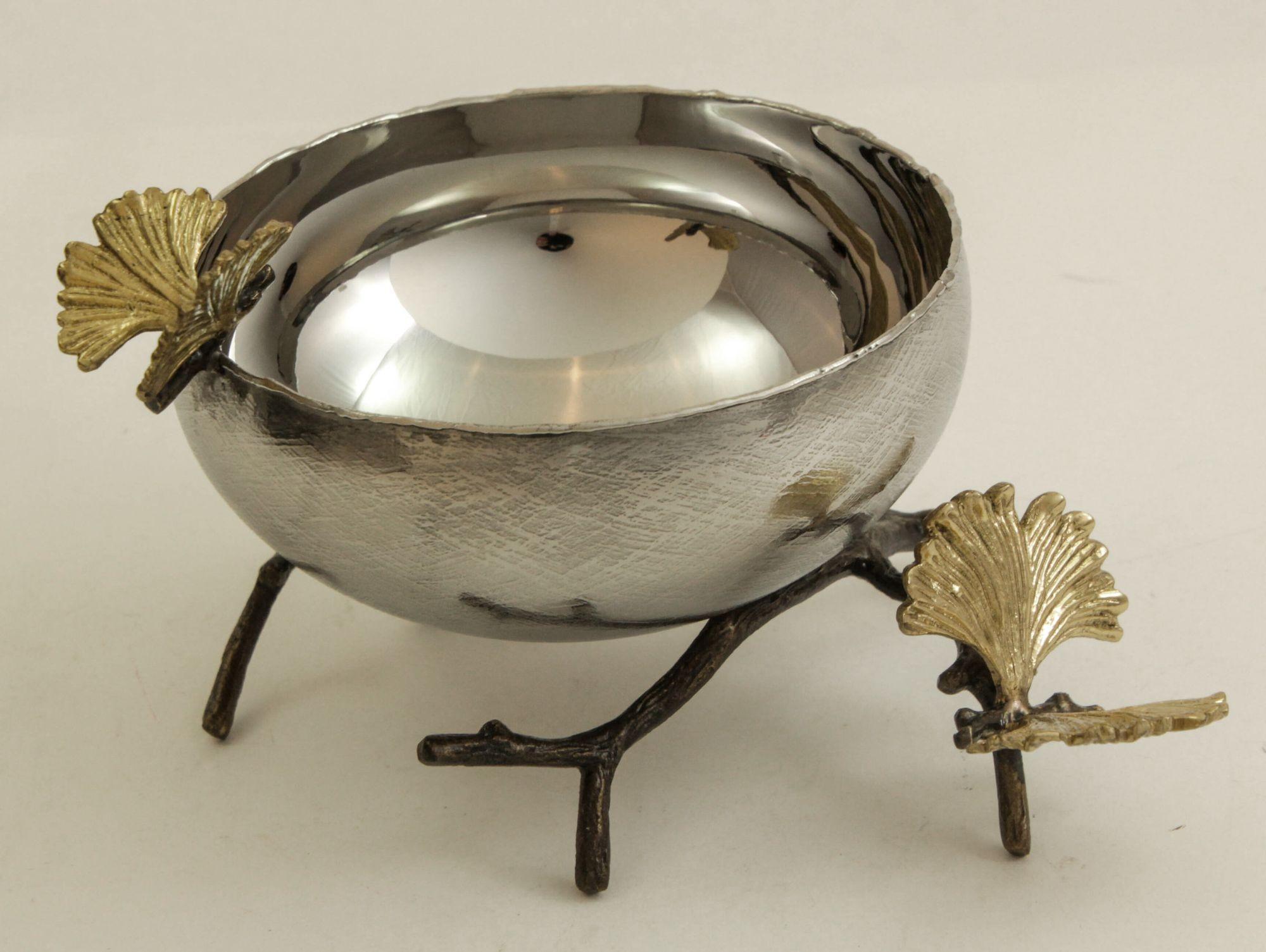 Michael Aram Bol en argent avec papillon et ginkgo en vente 1