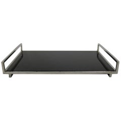 Michael Aram Geometric Cheese Board Polished Stainless Steel and Black Granite