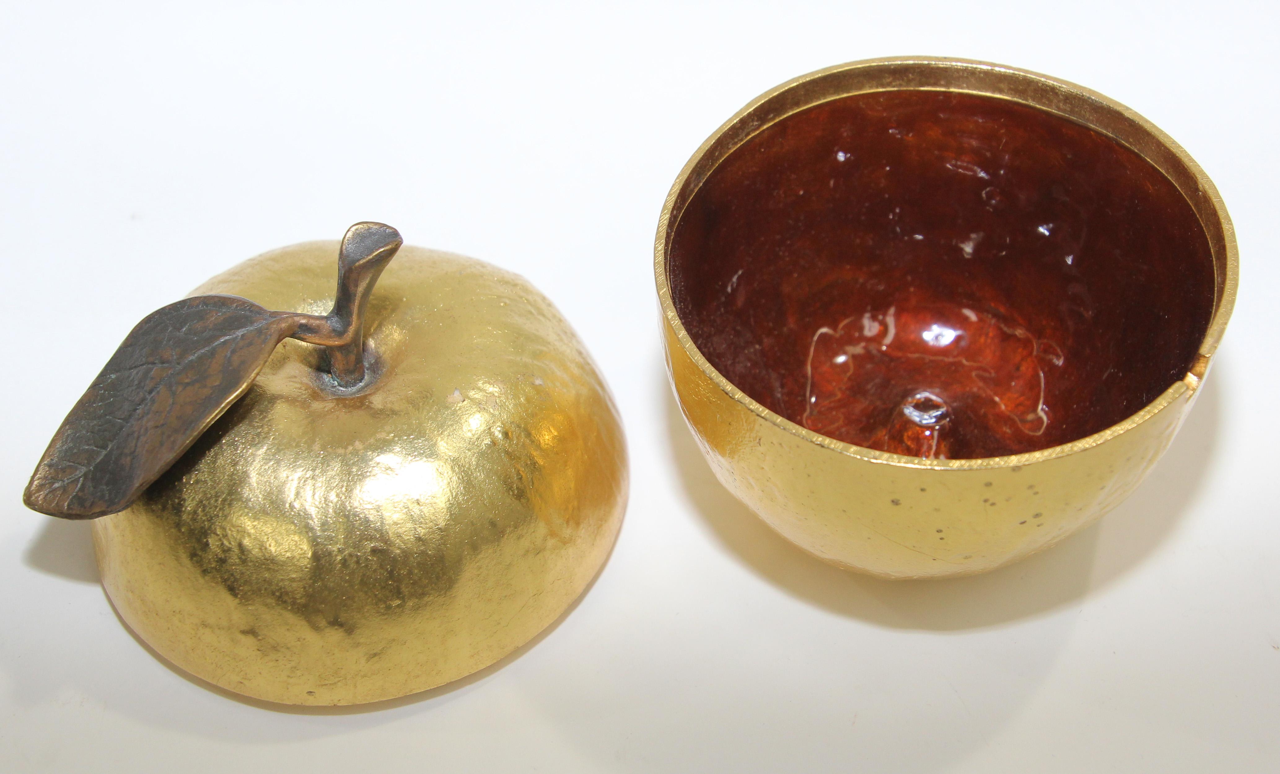 20th Century Michael Aram Gold Plated Apple Honey Pot