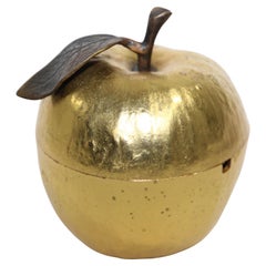 Retro Michael Aram Gold Plated Apple Honey Pot