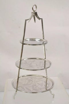 Michael Aram Hollywood Regency Versilberter 3-stöckiger Gebäckständer