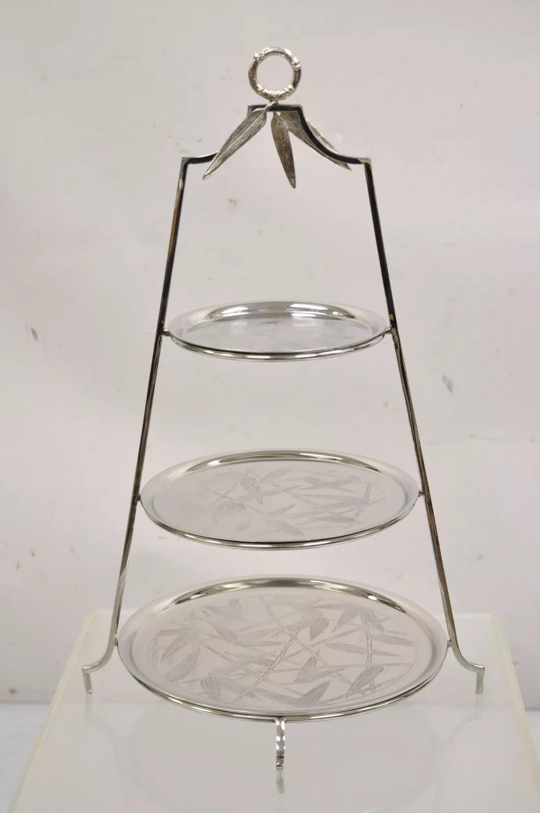 Michael Aram Hollywood Regency Silver Plated 3 Tier Pastry Display Stand en vente 3