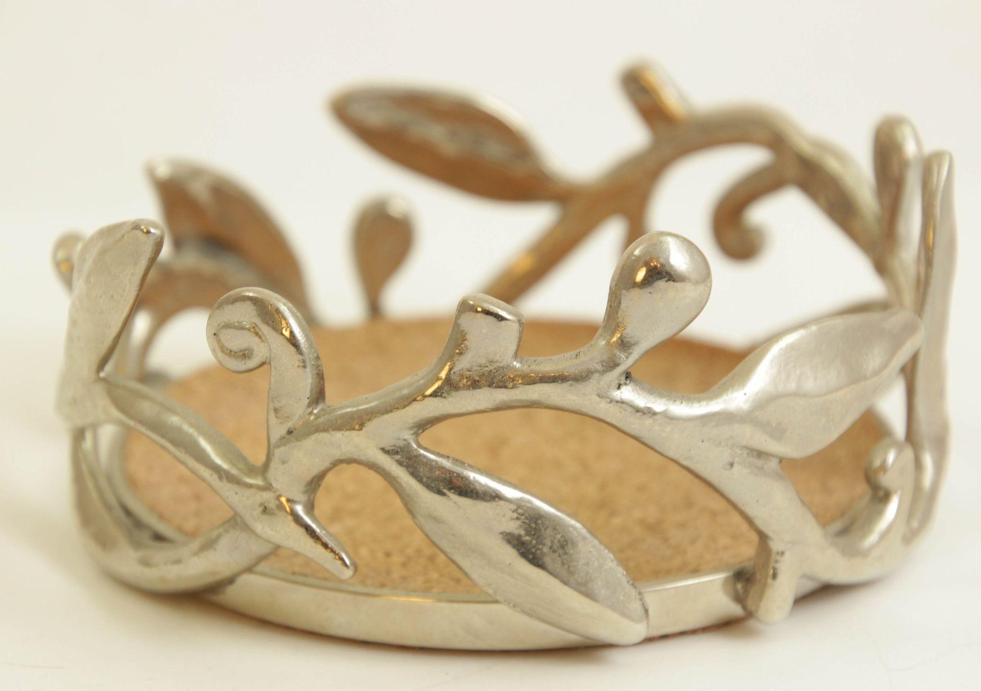Calco Sottobicchiere per bottiglie di vino Michael Aram Leaf Laurel Silver in vendita