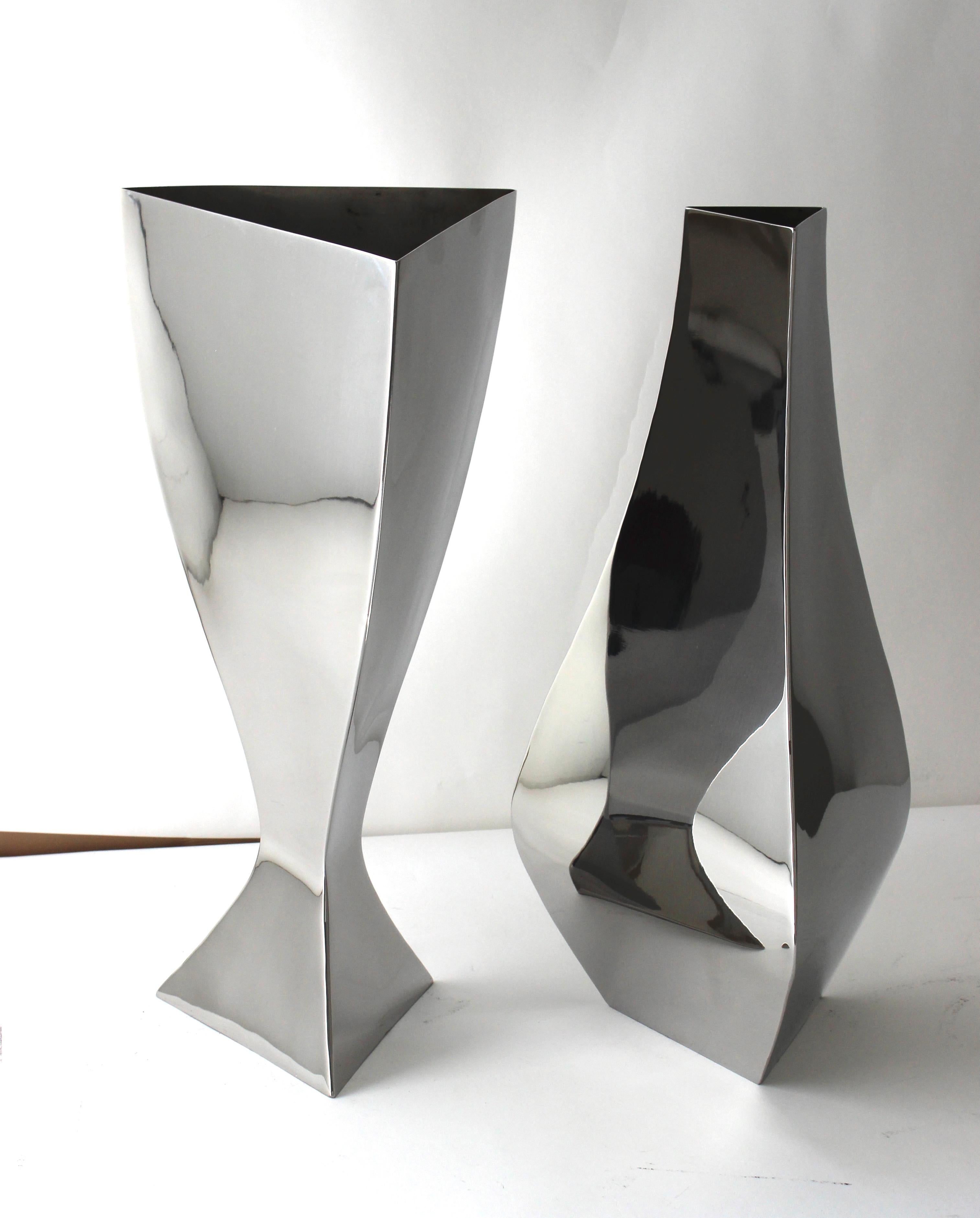 Modern Michael Aram Set of Two Stainless Vases