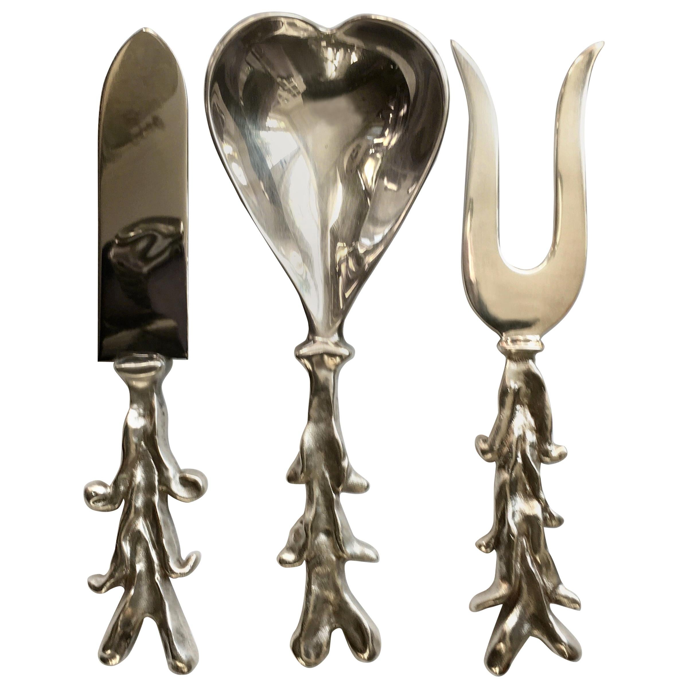 Michael Aram Silver Plate Serving Pieces I LOVE YOU Valentines Day Gift For Sale