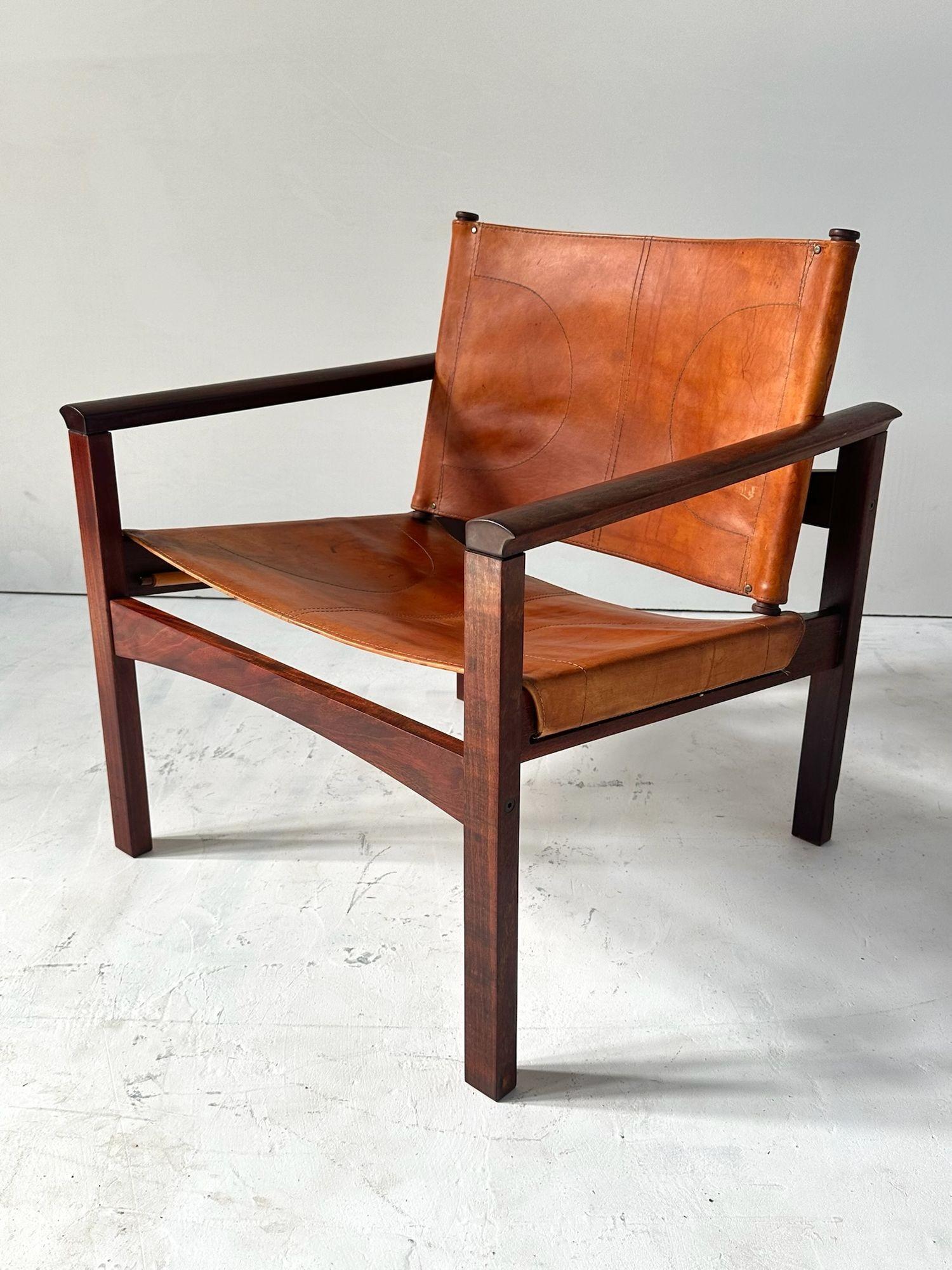 Mid-20th Century Michel Arnoult “PegLev” Leather Lounge Chair, Brazil 1960 For Sale