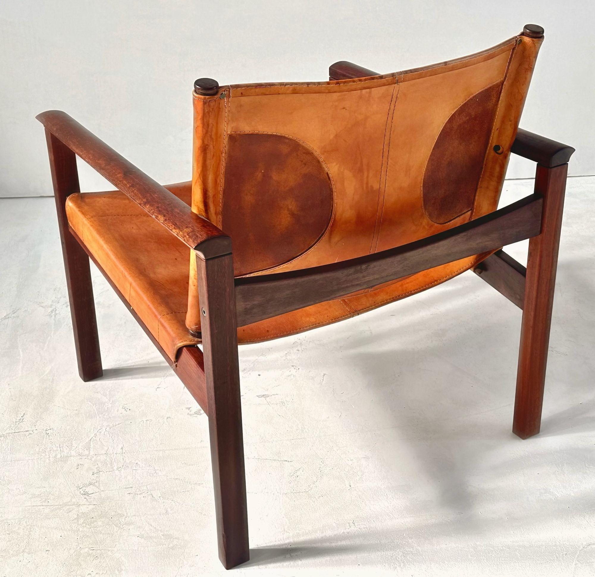 Michel Arnoult “PegLev” Leather Lounge Chair, Brazil 1960 For Sale 2
